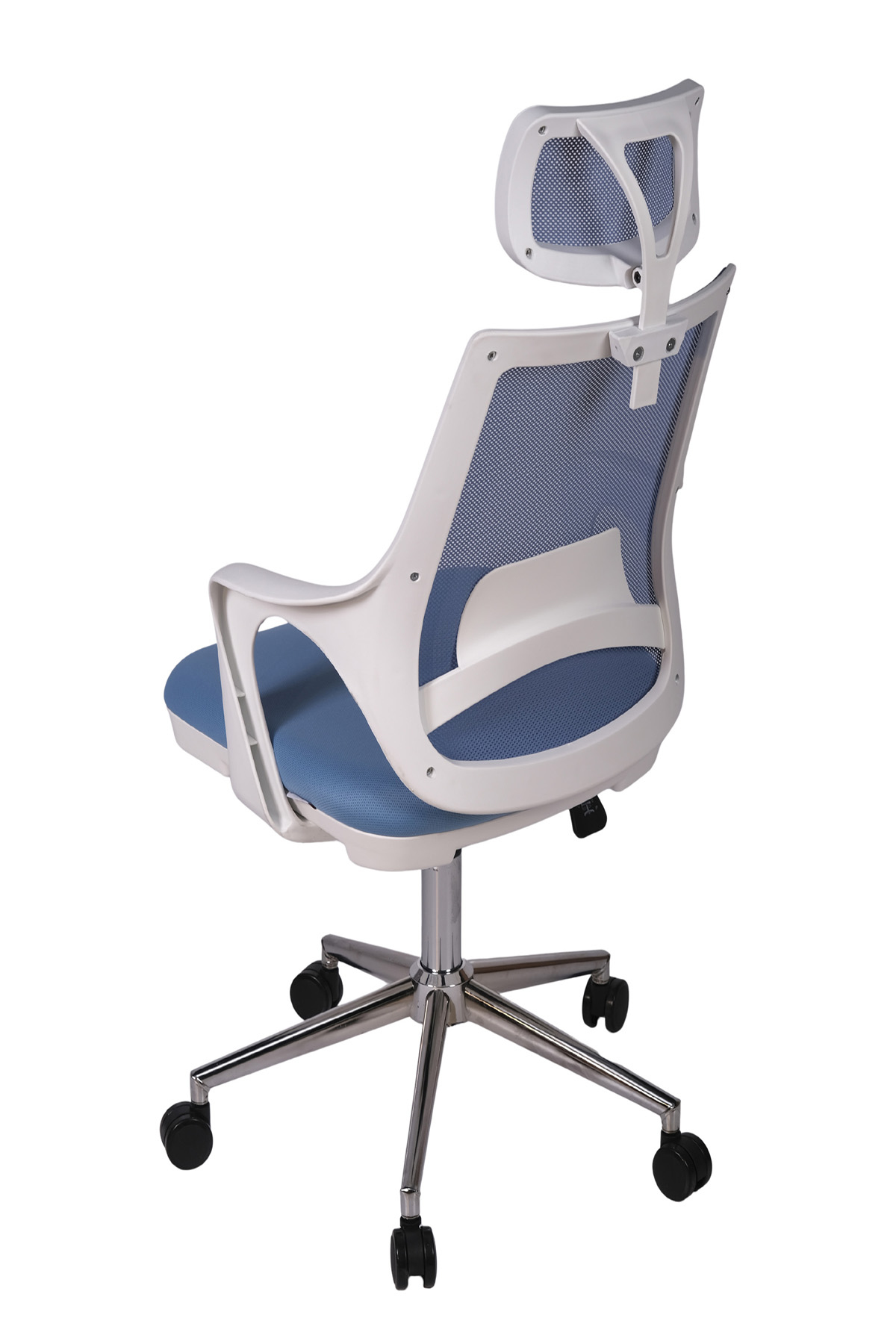 Ofisbazaar Buya Beyaz Fileli Ofis Koltuğu | Ergonomik ve Modern Tasarım Açık Mavi