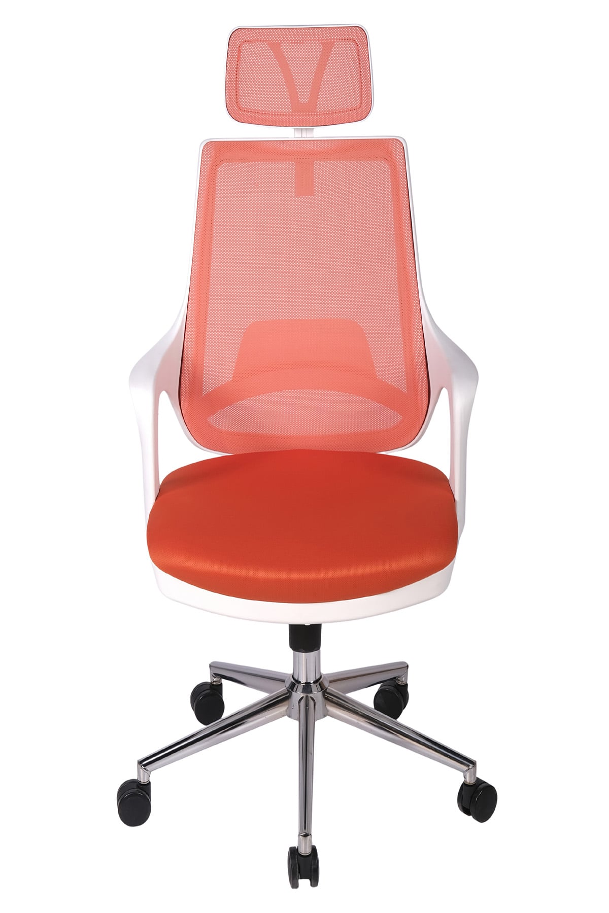 Ofisbazaar Buya Beyaz Fileli Ofis Koltuğu | Ergonomik ve Modern Tasarım Turuncu