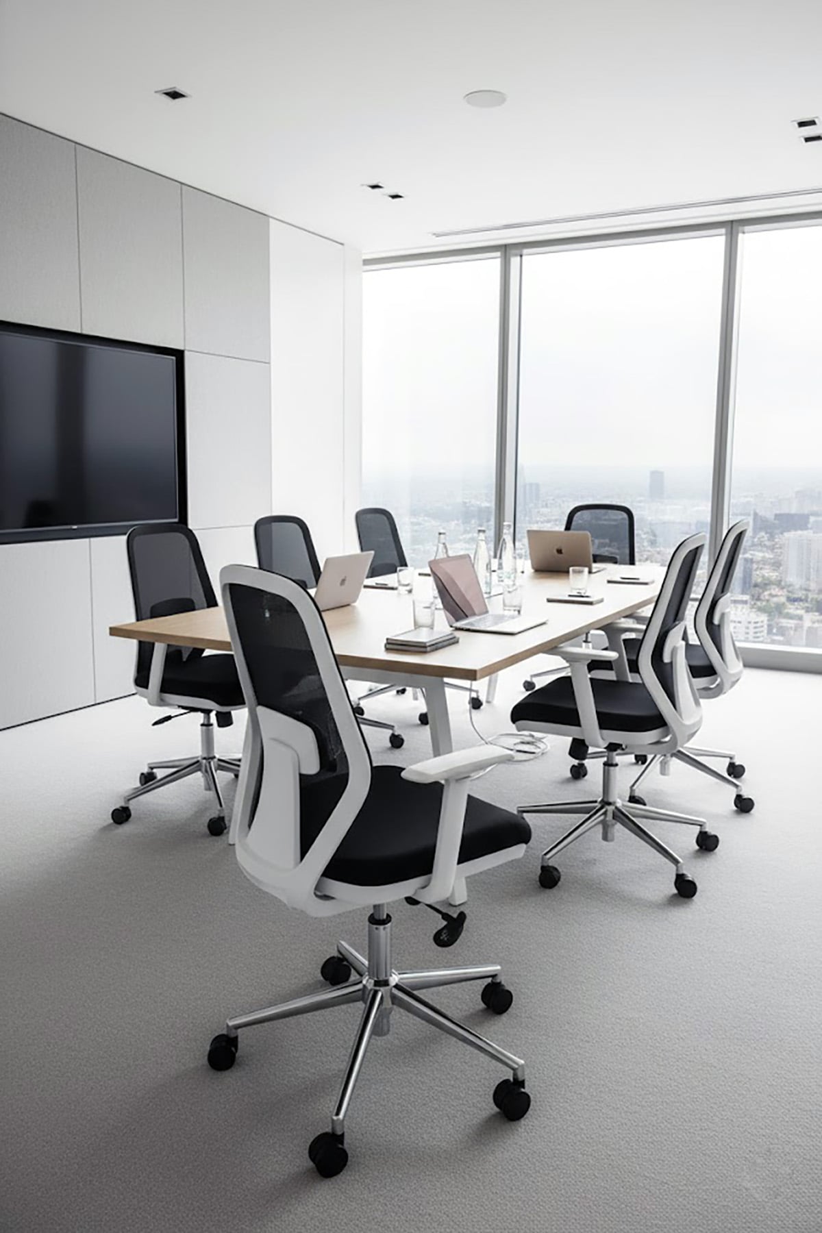 Ofisbazaar Dali Beyaz Fileli Çalışma Koltuğu | Ergonomik Şef ve Toplantı Koltuğu Siyah fileli