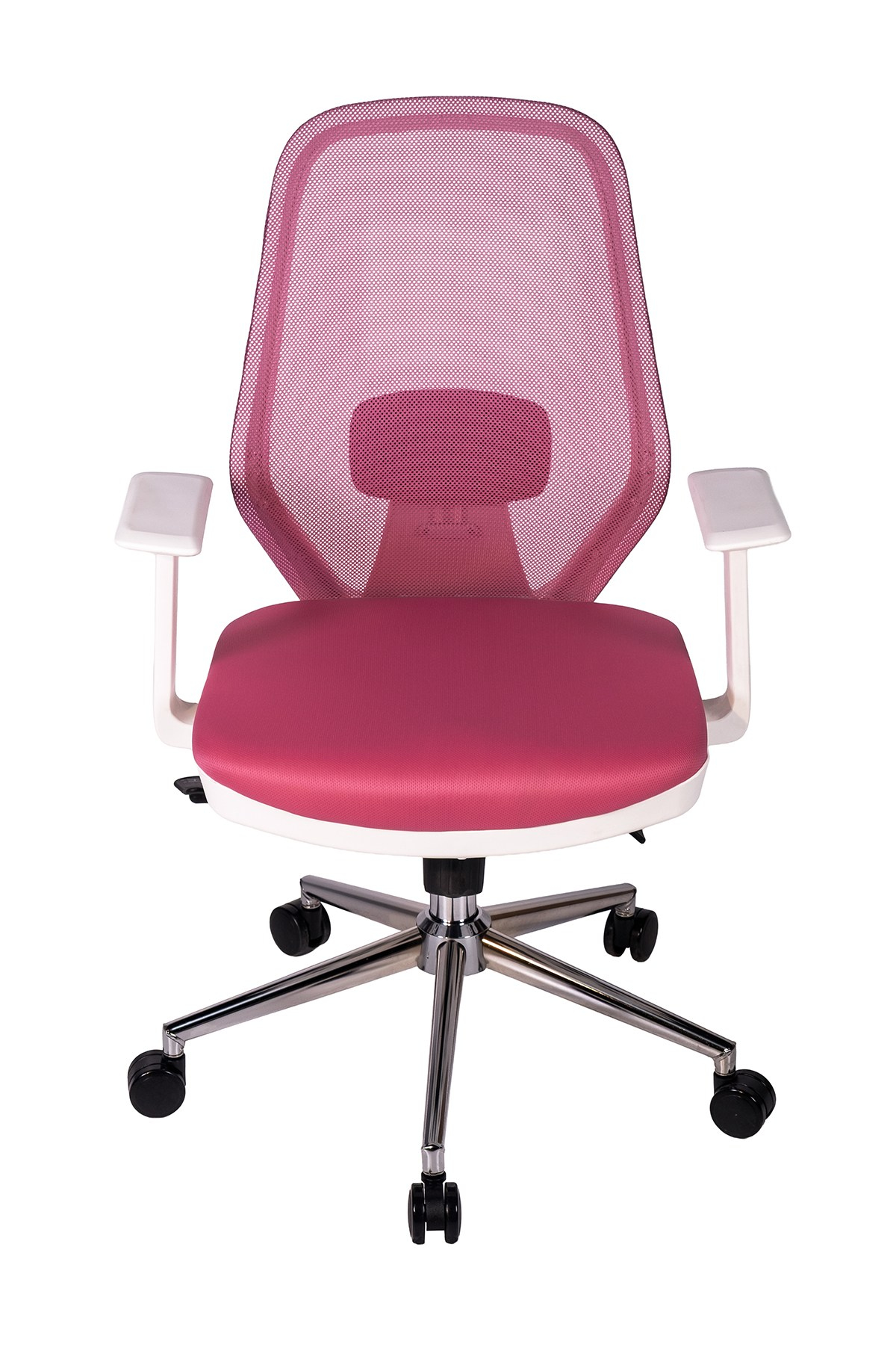 Ofisbazaar Dali Beyaz Fileli Çalışma Koltuğu | Ergonomik Şef ve Toplantı Koltuğu Pembe