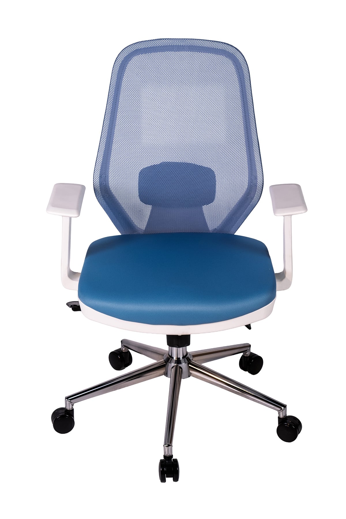 Ofisbazaar Dali Beyaz Fileli Çalışma Koltuğu | Ergonomik Şef ve Toplantı Koltuğu Açık Mavi