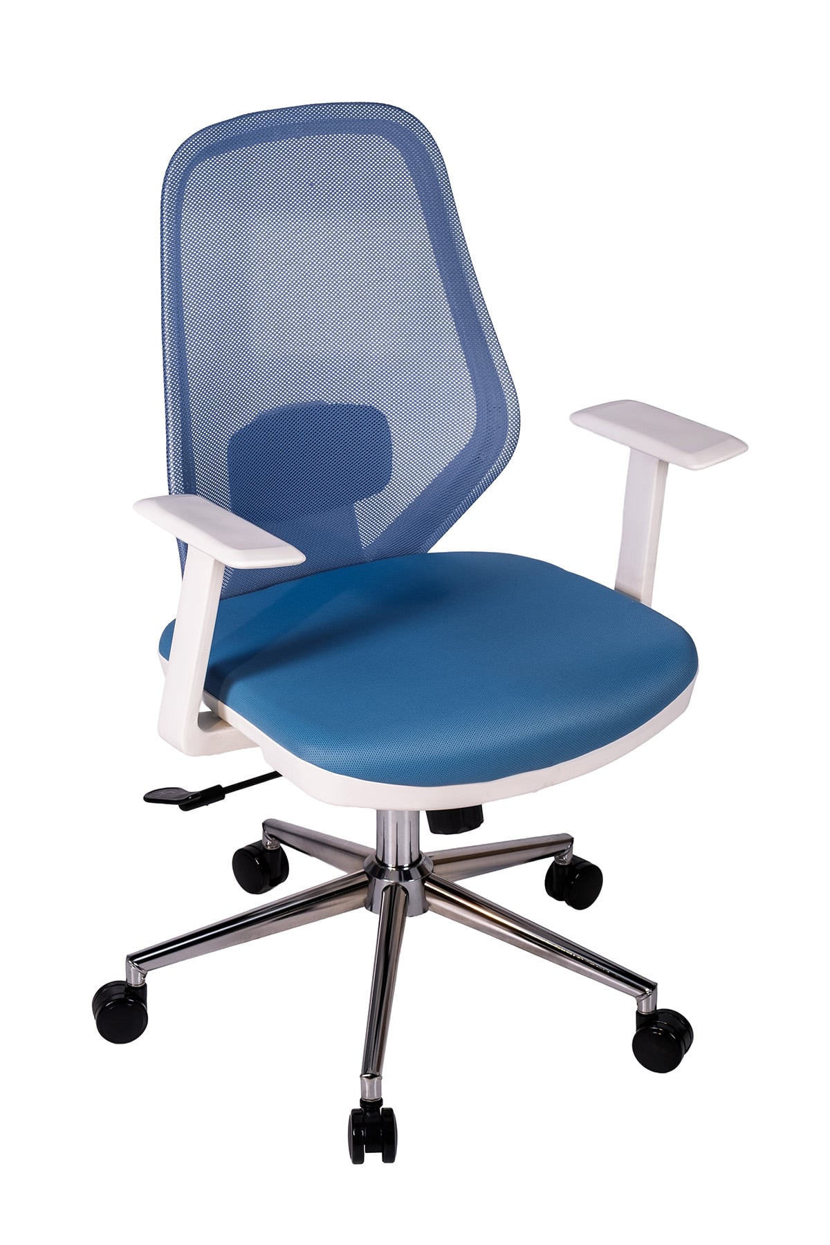 Ofisbazaar Dali Beyaz Fileli Çalışma Koltuğu | Ergonomik Şef ve Toplantı Koltuğu Açık Mavi