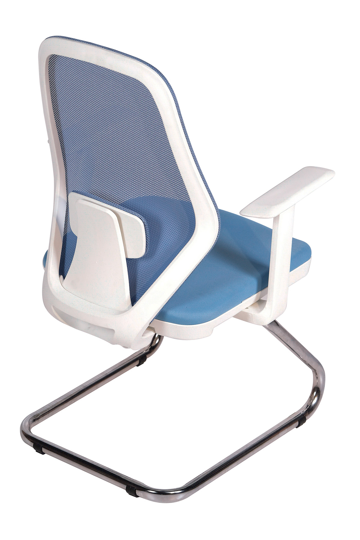 Ofisbazaar Dali Beyaz Fileli Misafir Koltuğu | Ergonomik Toplantı ve Bekleme Koltuğu Açık Mavi