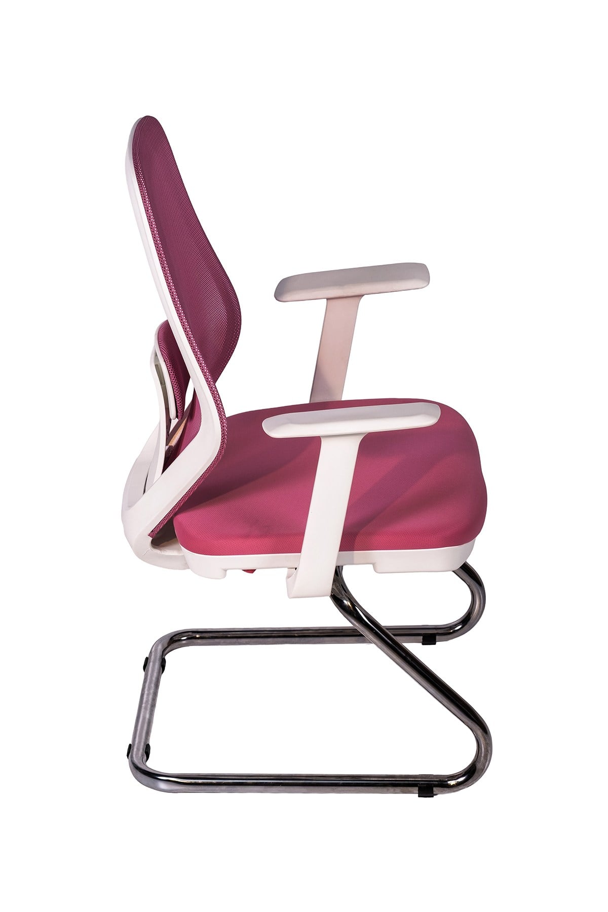 Ofisbazaar Dali Beyaz Fileli Misafir Koltuğu | Ergonomik Toplantı ve Bekleme Koltuğu Pembe