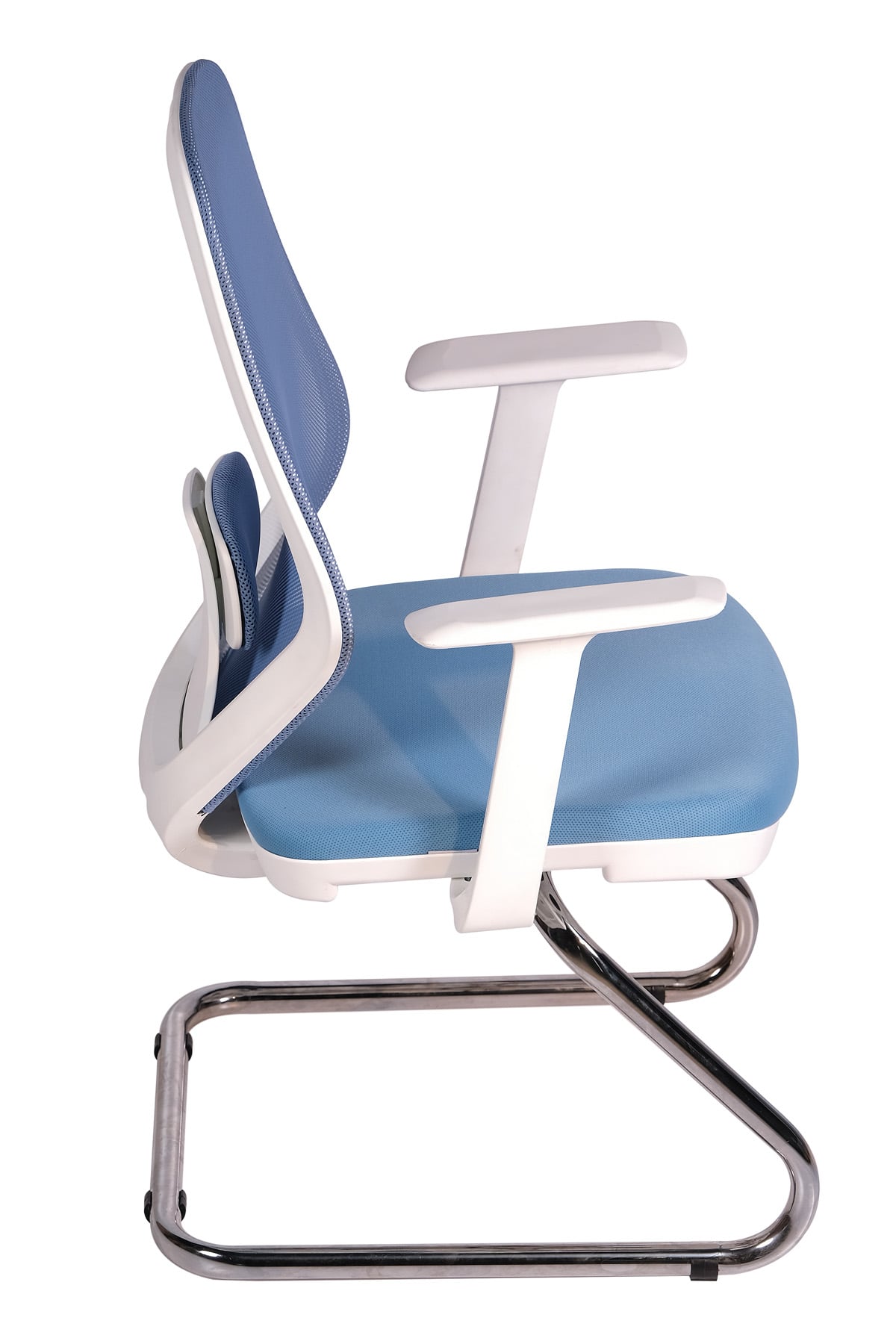 Ofisbazaar Dali Beyaz Fileli Misafir Koltuğu | Ergonomik Toplantı ve Bekleme Koltuğu Açık Mavi