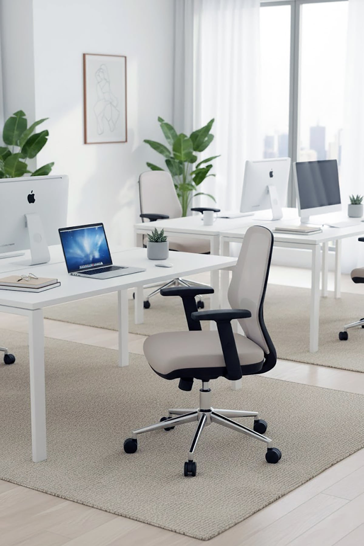 Ofisbazaar Dali Fileli Çalışma Koltuğu | Ergonomik Şef ve Toplantı Koltuğu Gri