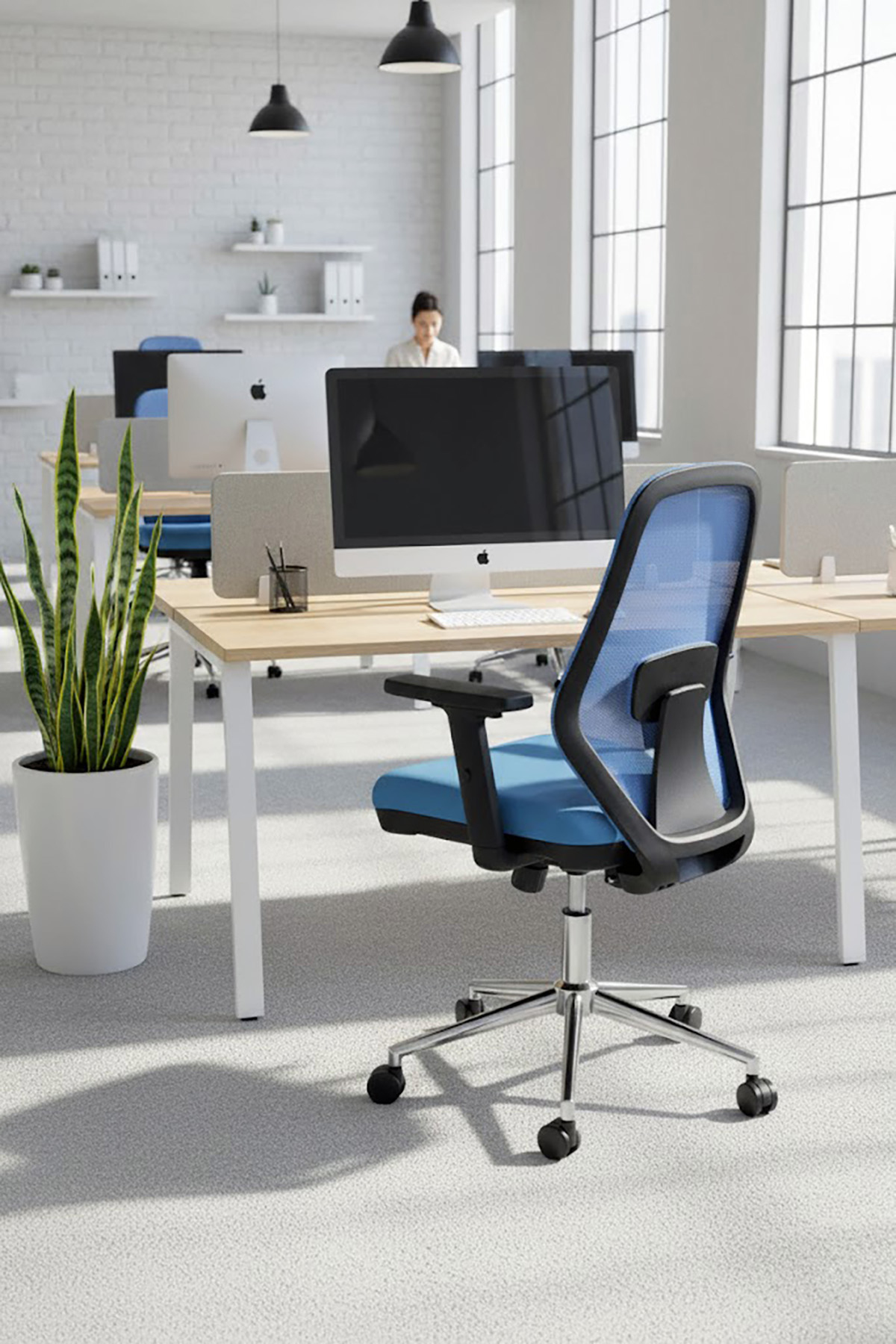 Ofisbazaar Dali Fileli Çalışma Koltuğu | Ergonomik Şef ve Toplantı Koltuğu Açık Mavi