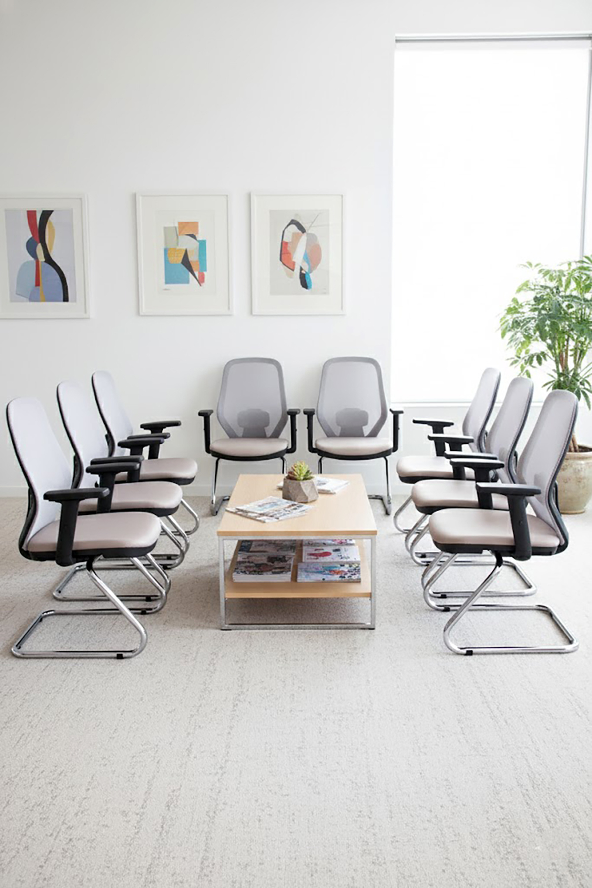 Ofisbazaar Dali Fileli Misafir Koltuğu | Ergonomik Toplantı ve Bekleme Koltuğu Gri