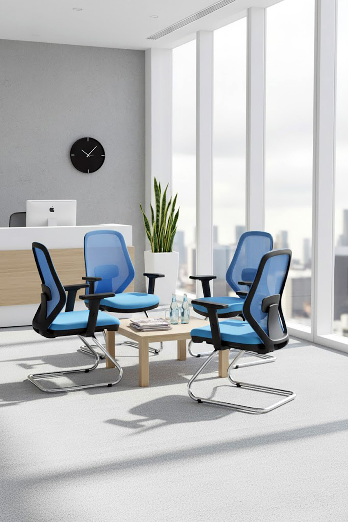 Ofisbazaar Dali Fileli Misafir Koltuğu | Ergonomik Toplantı ve Bekleme Koltuğu Açık Mavi
