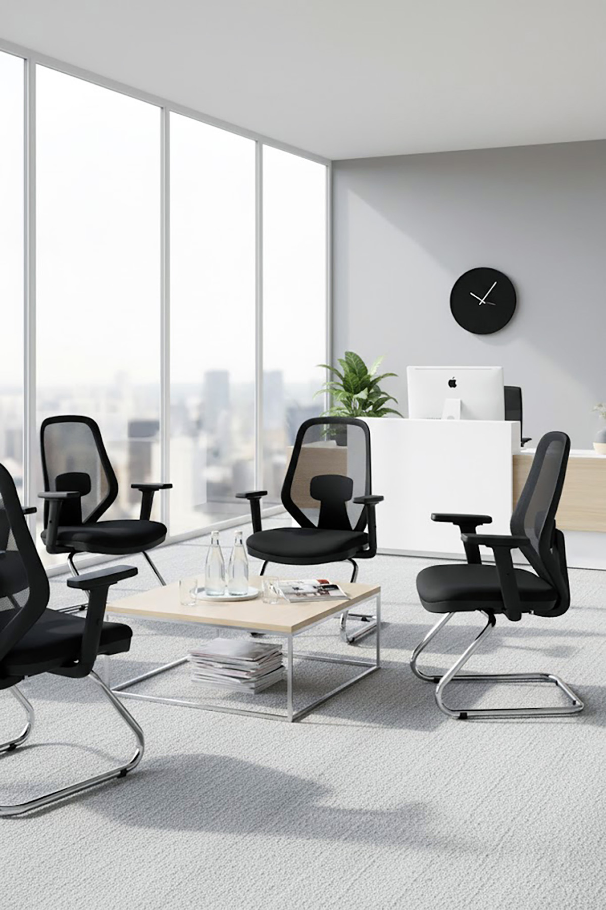 Ofisbazaar Dali Fileli Misafir Koltuğu | Ergonomik Toplantı ve Bekleme Koltuğu Siyah Fileli