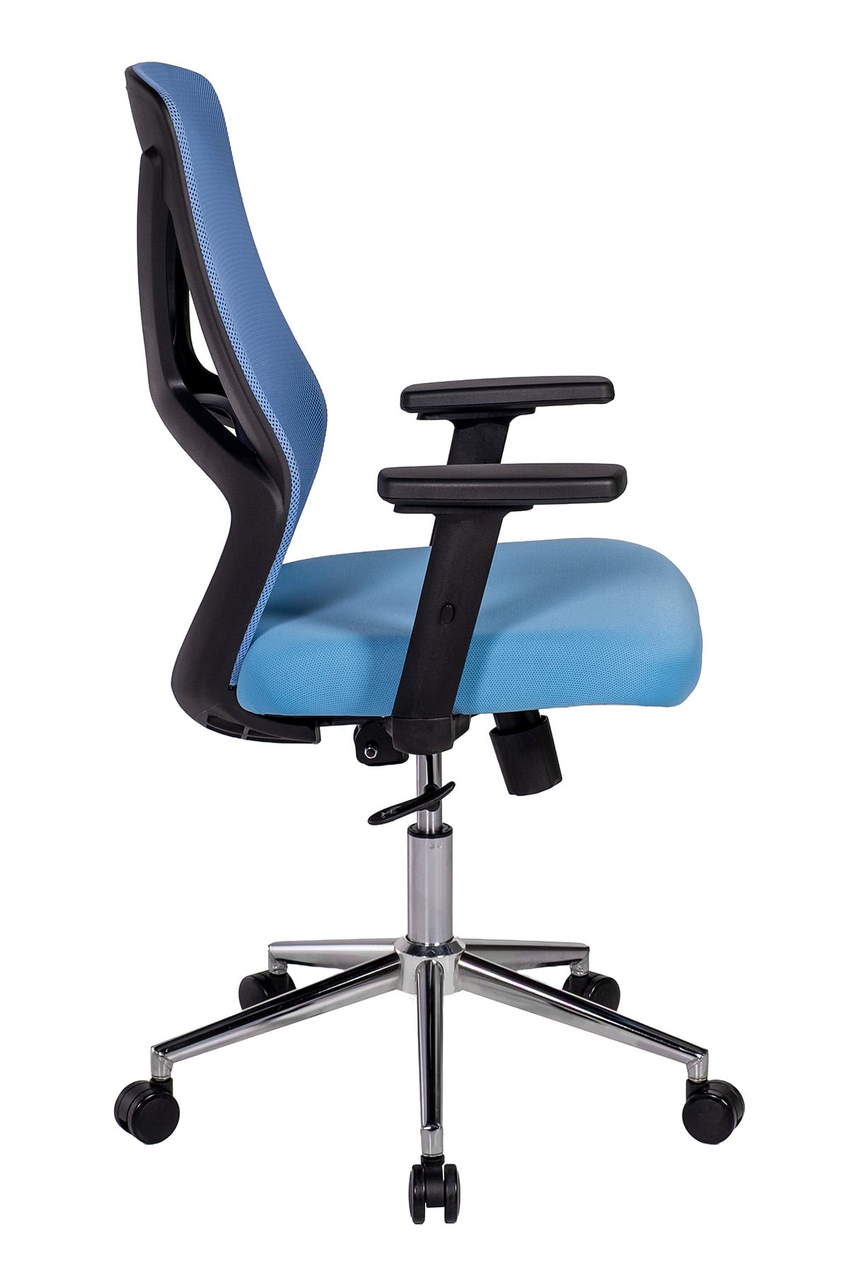 Ofisbazaar Dolphin Siyah Fileli Çalışma Koltuğu | Ergonomik Şef ve Toplantı Koltuğu Açık Mavi
