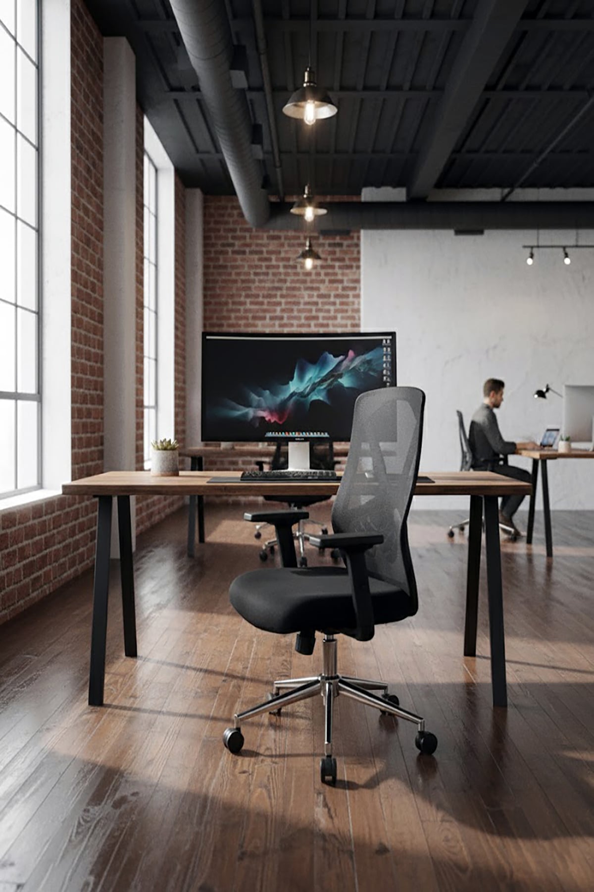Ofisbazaar Dolphin Siyah Fileli Çalışma Koltuğu | Ergonomik Şef ve Toplantı Koltuğu Siyah Fileli
