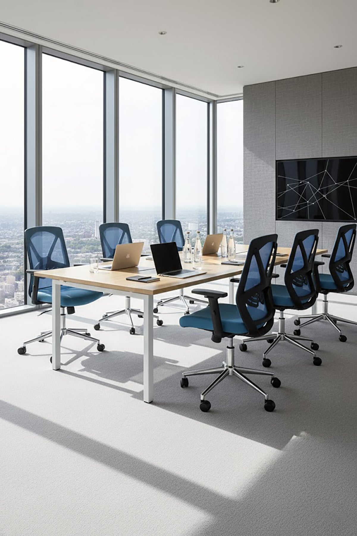 Ofisbazaar Dolphin Siyah Fileli Çalışma Koltuğu | Ergonomik Şef ve Toplantı Koltuğu Açık Mavi