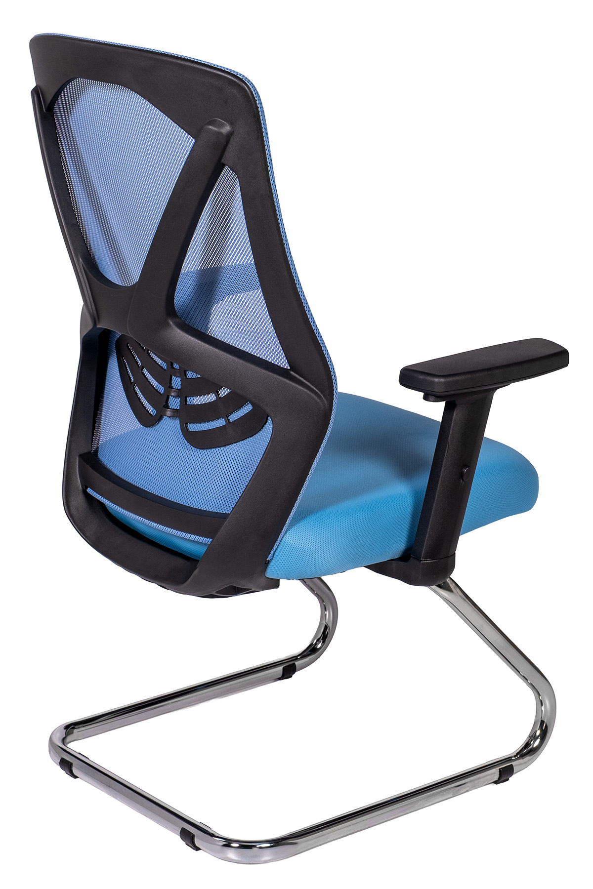 Ofisbazaar Dolphin Siyah Fileli Misafir Koltuğu | Ergonomik Toplantı ve Bekleme Koltuğu Açık Mavi