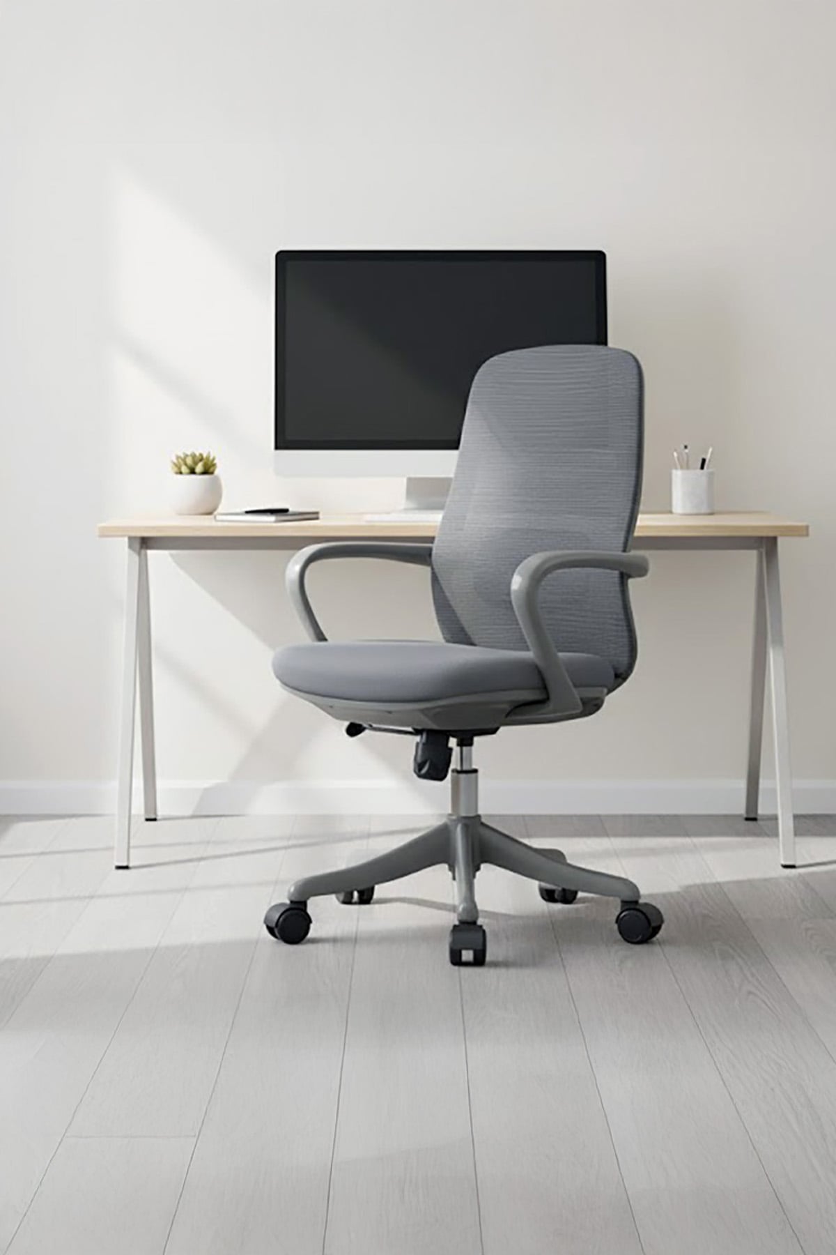 Ofisbazaar Lavander Fileli Çalışma Koltuğu | Ergonomik Şef ve Toplantı Koltuğu Gri