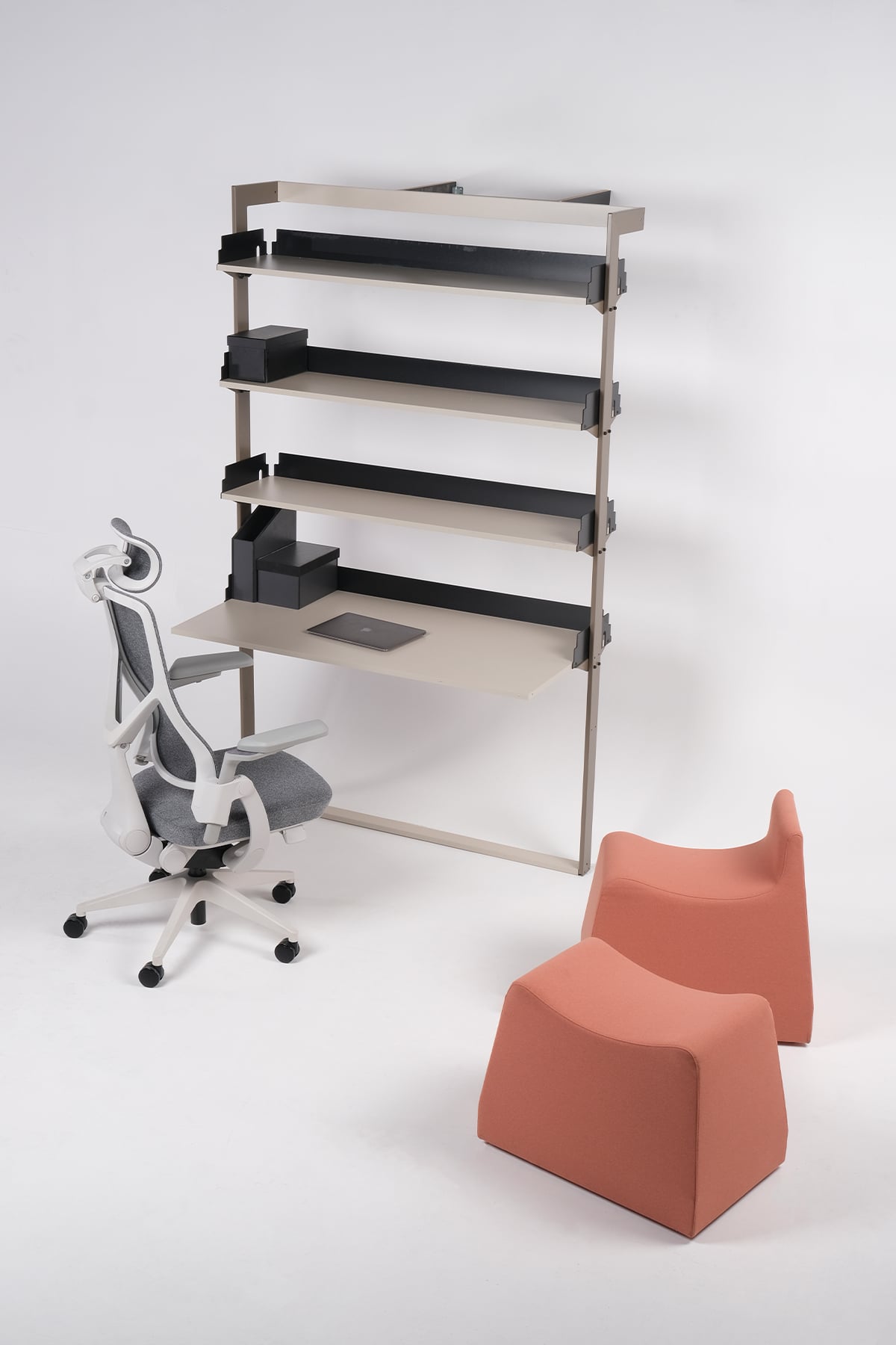 Ofisbazaar Shelf X-Pro Home Desk 120x60 cm Duvara Monte Raflı Çalışma Masası