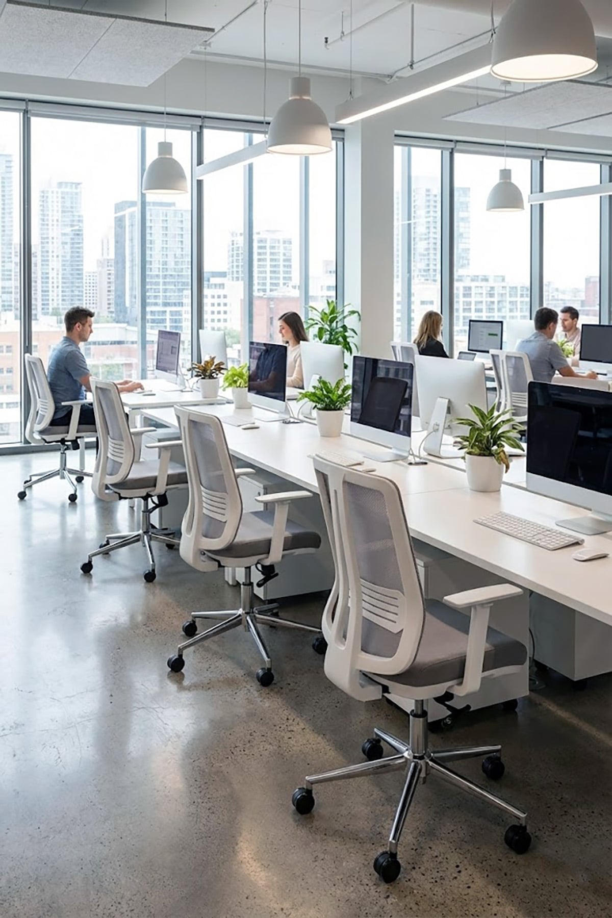 Ofisbazaar UP Beyaz Fileli Çalışma Koltuğu | Ergonomik Şef ve Toplantı Koltuğu Gri 