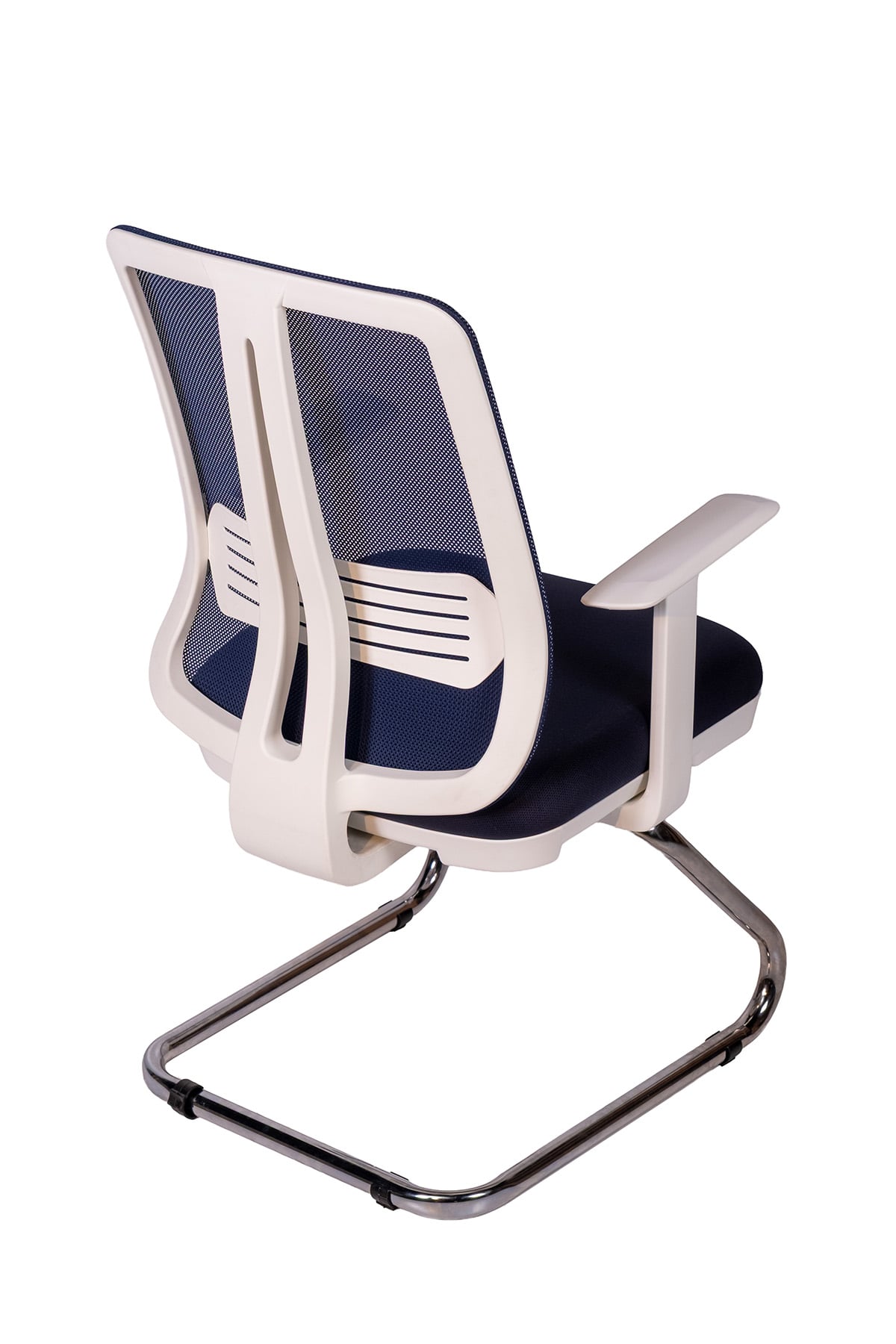 Ofisbazaar UP Beyaz Fileli Misafir Koltuğu | Ergonomik Toplantı ve Bekleme Koltuğu Lacivert
