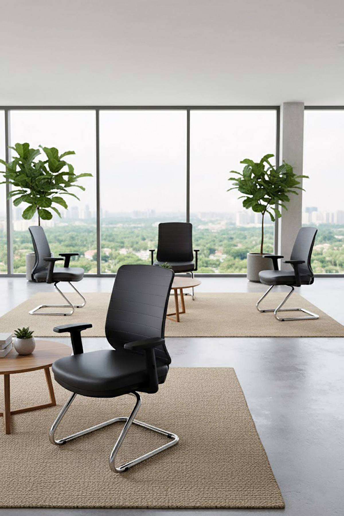 Ofisbazaar UP Deri Misafir Koltuğu | Ergonomik Toplantı ve Bekleme Koltuğu Martin 06- Gri Deri