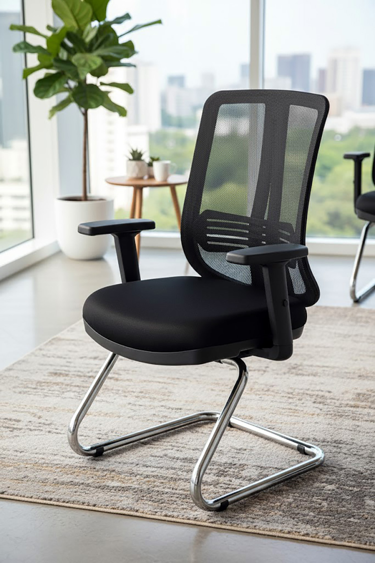 Ofisbazaar UP Fileli Misafir Koltuğu | Ergonomik Toplantı ve Bekleme Koltuğu Siyah Fileli
