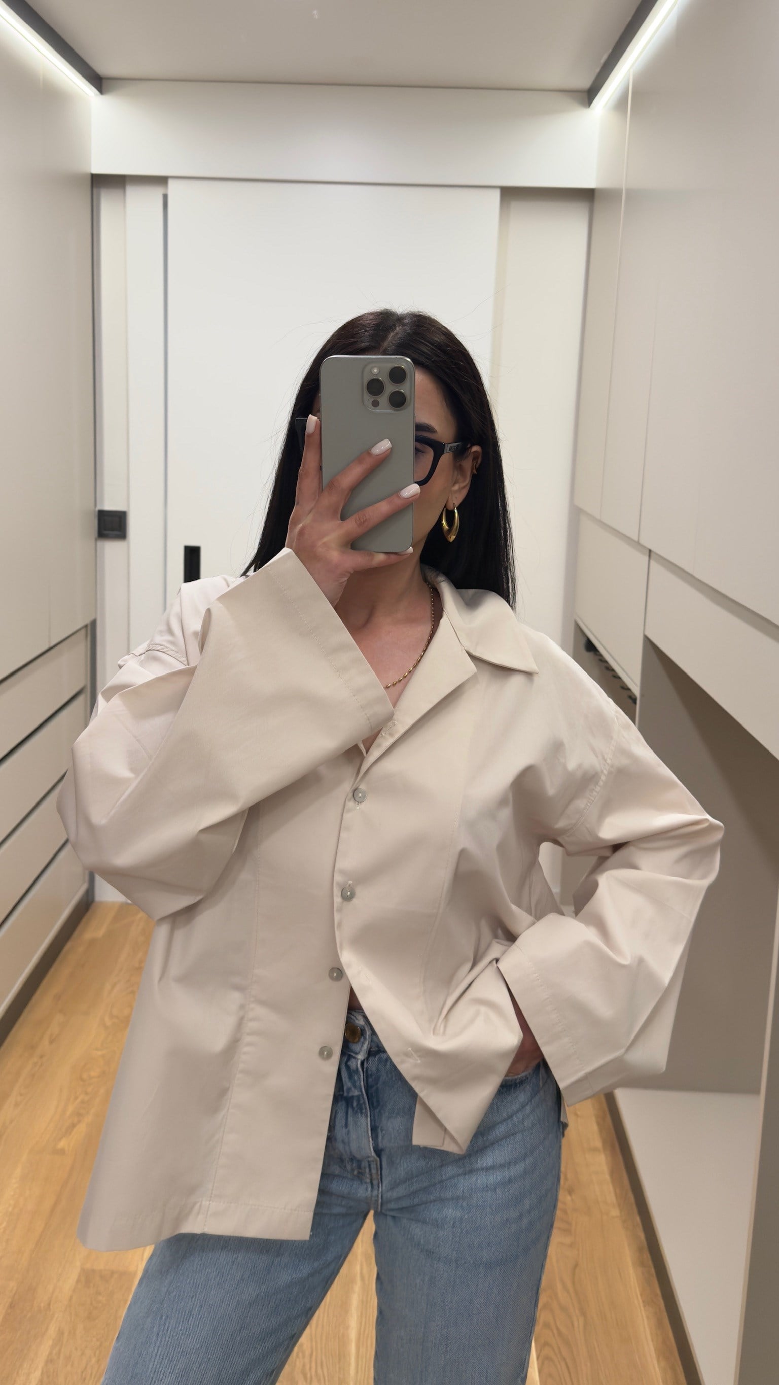 Oversize Poplin Kumaş Taş Gömlek