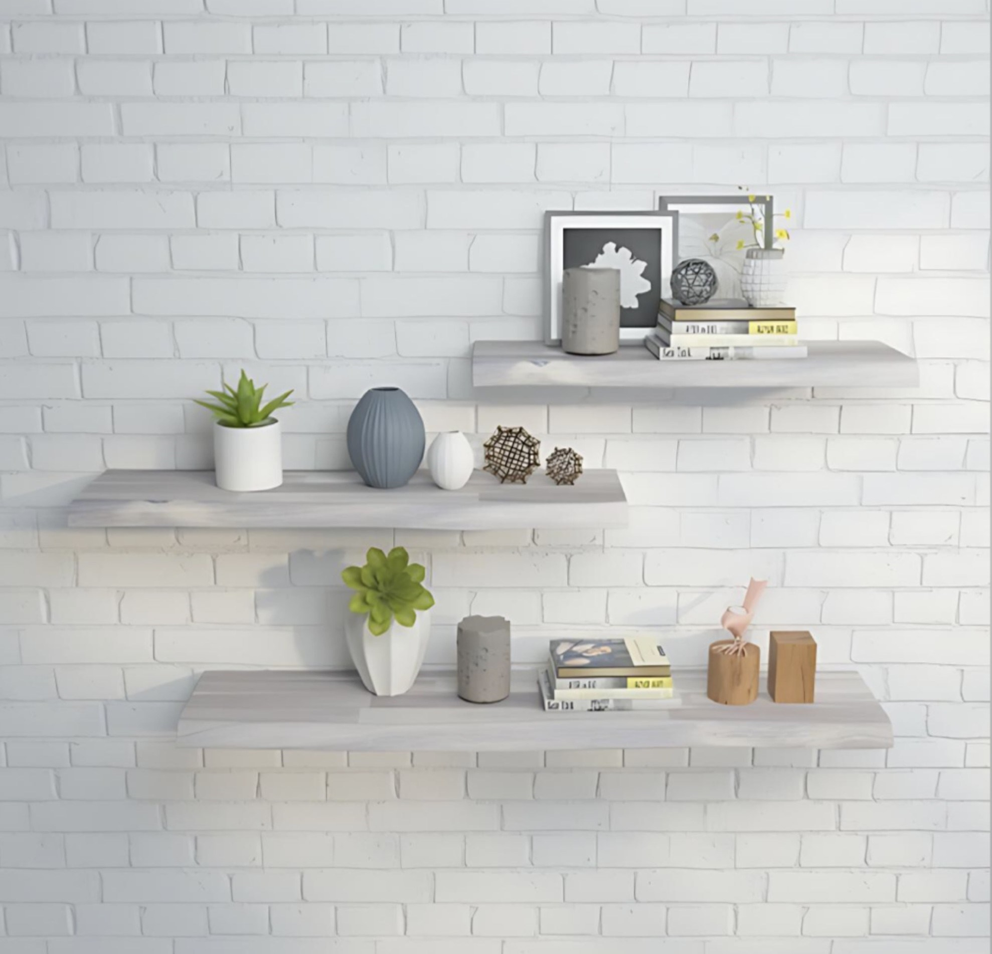 Interbuild Yüzer Duvar Rafı,masif Akasya,fsc,70x25x3,8 Cm,fj,doğal Kenarlı,organik Beyaz