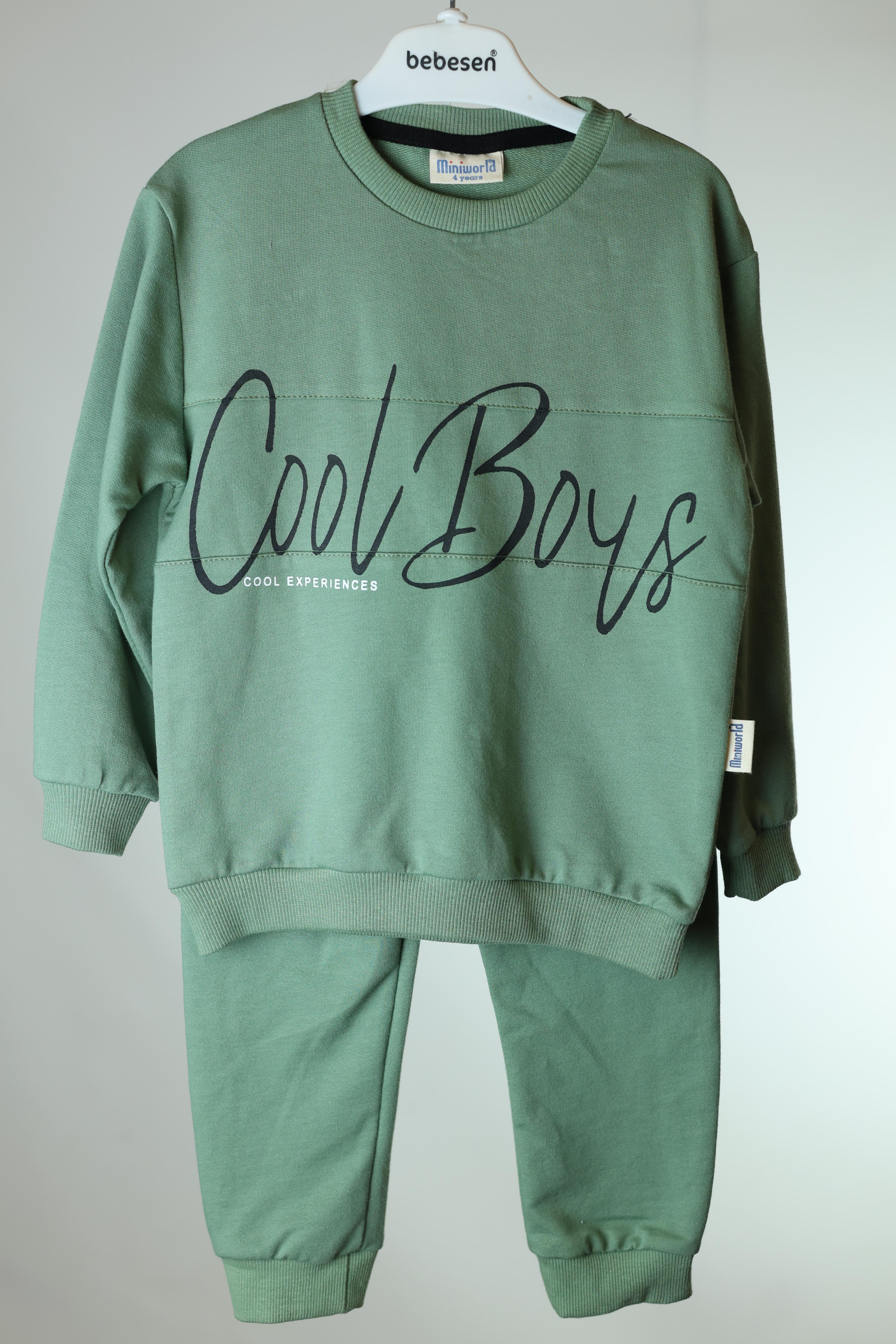Erkek ÇocukCool Boys Baskılı Uzun Kollu Erkek İkili Takım - 3-6 Yaş - Yeşil
