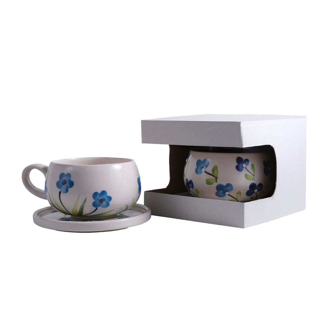 Oze Tabaklı Seramik Fincan 2'li Set – No: 05 Menekşe Tasarımlı  
