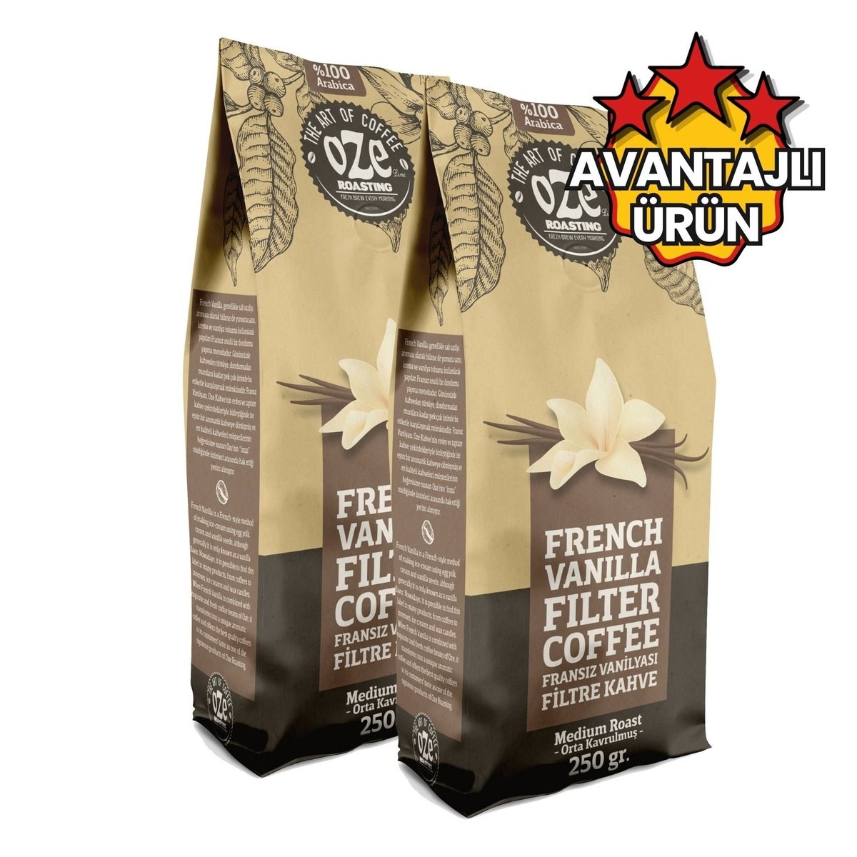 Vanilya Aromalı Filtre Kahve 2 x 250 g-Aromalı Filtre Kahveler
