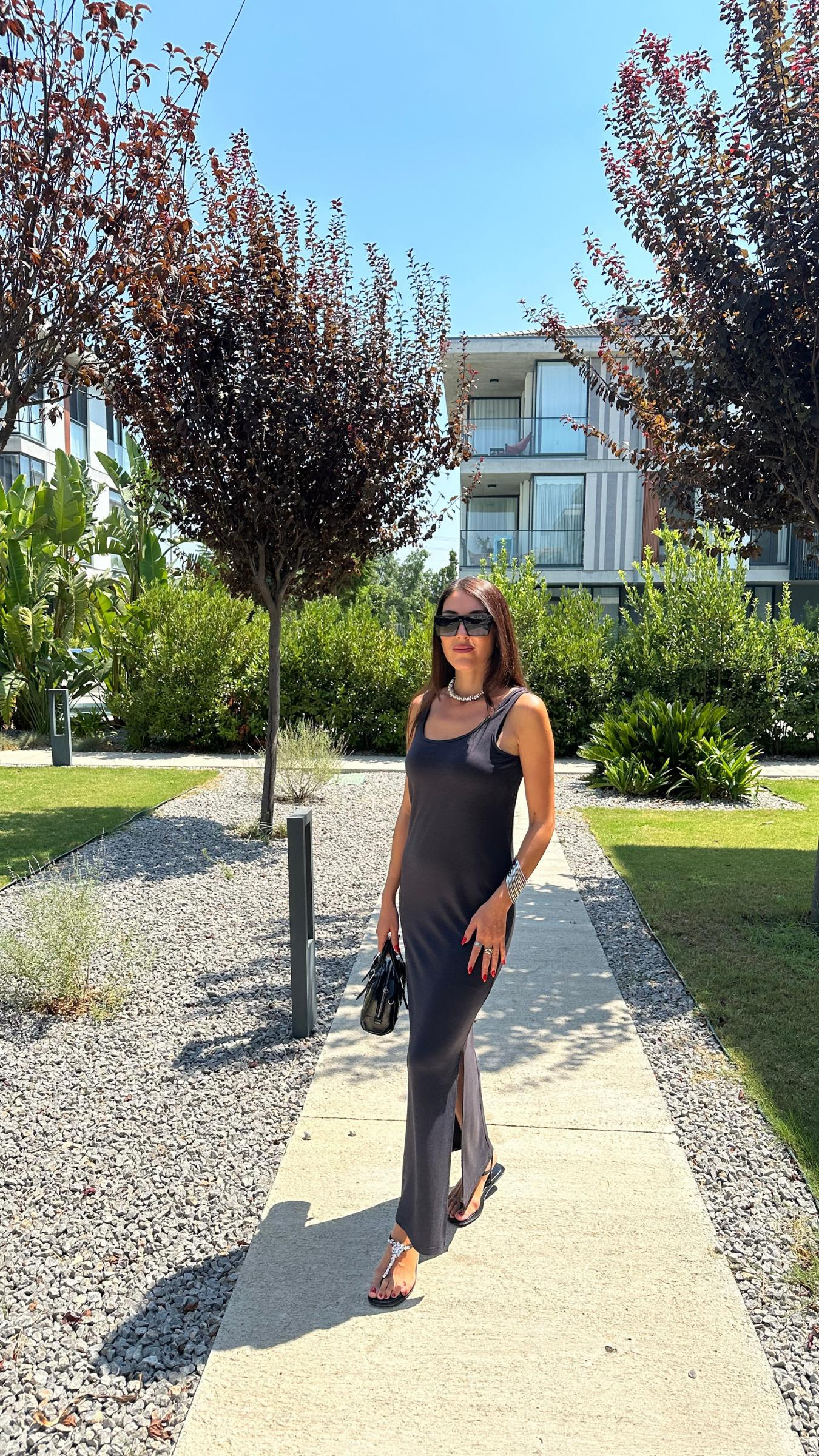 Antrasit Basic Elbise