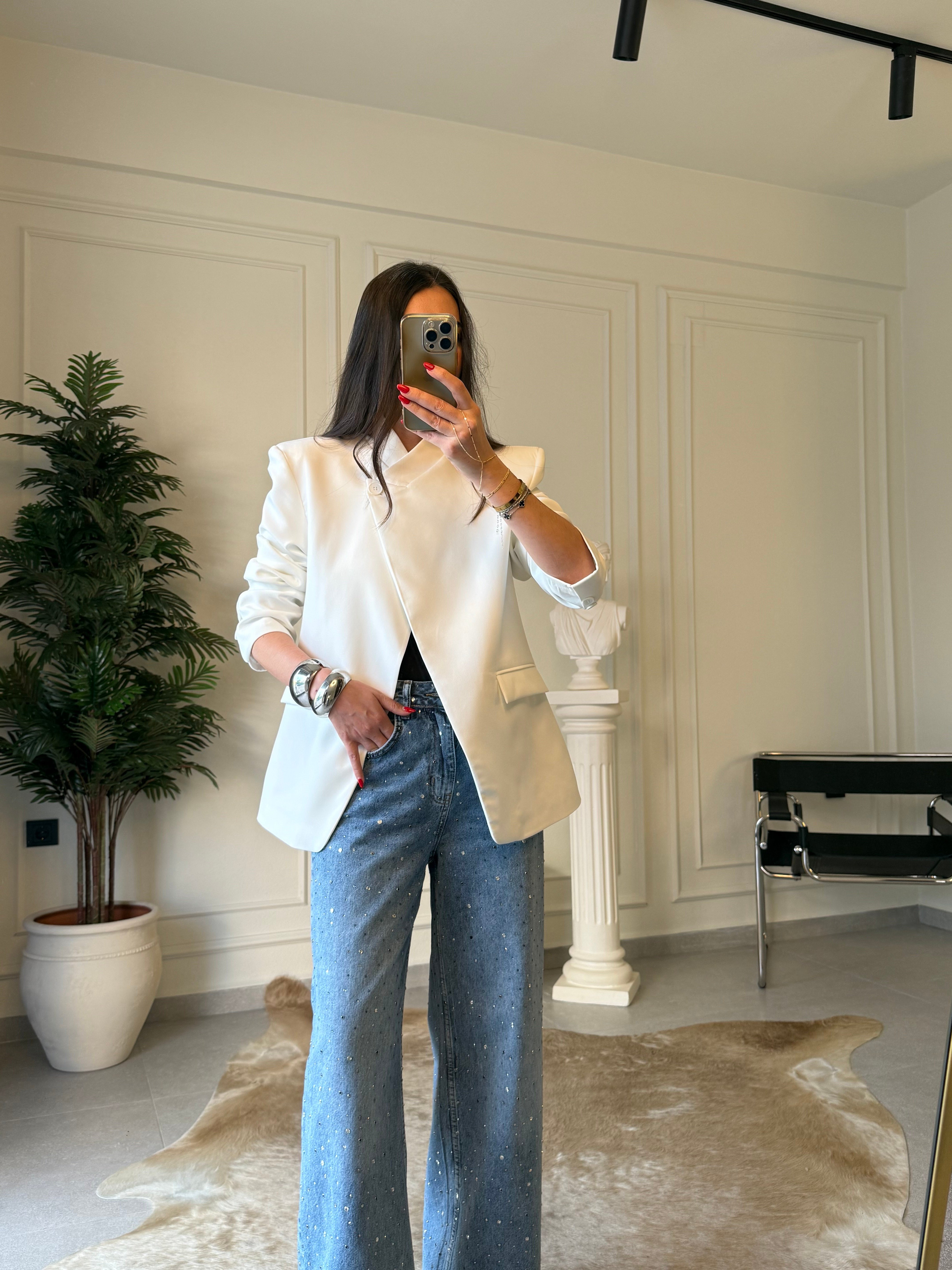 Beyaz Haarlem Blazer Ceket 