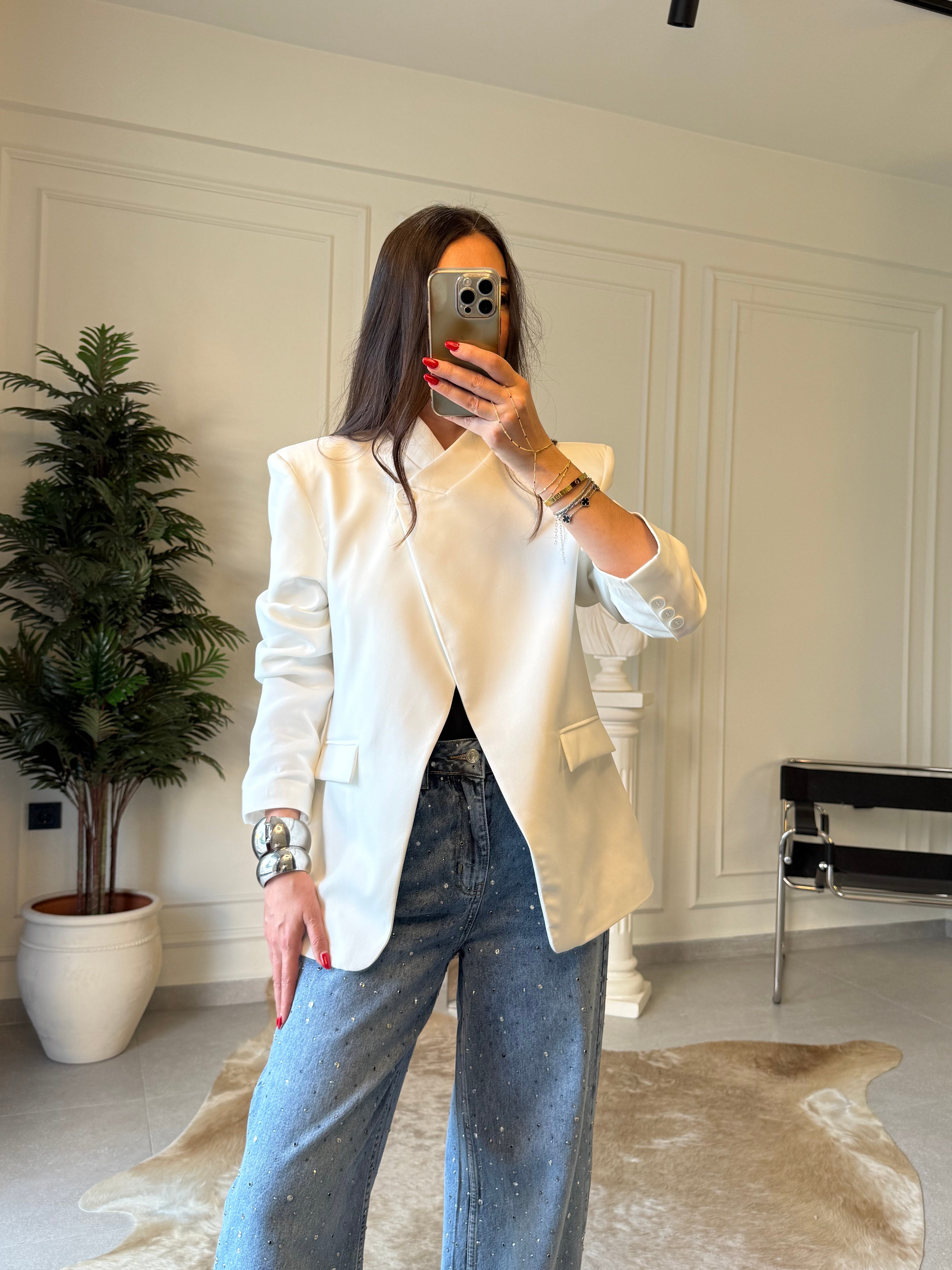 Beyaz Haarlem Blazer Ceket 