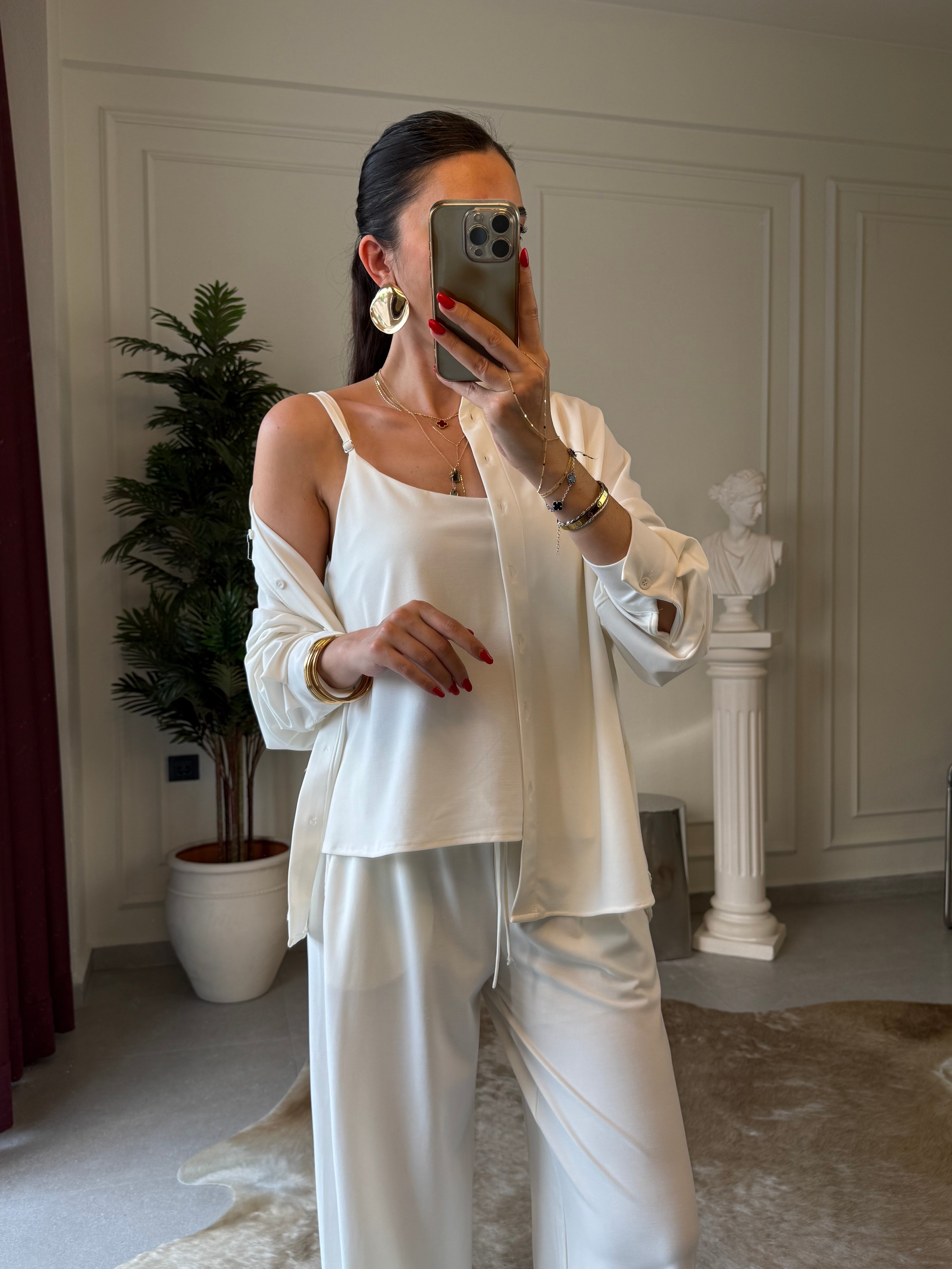 Beyaz Örme Modal Üçlü Takım 