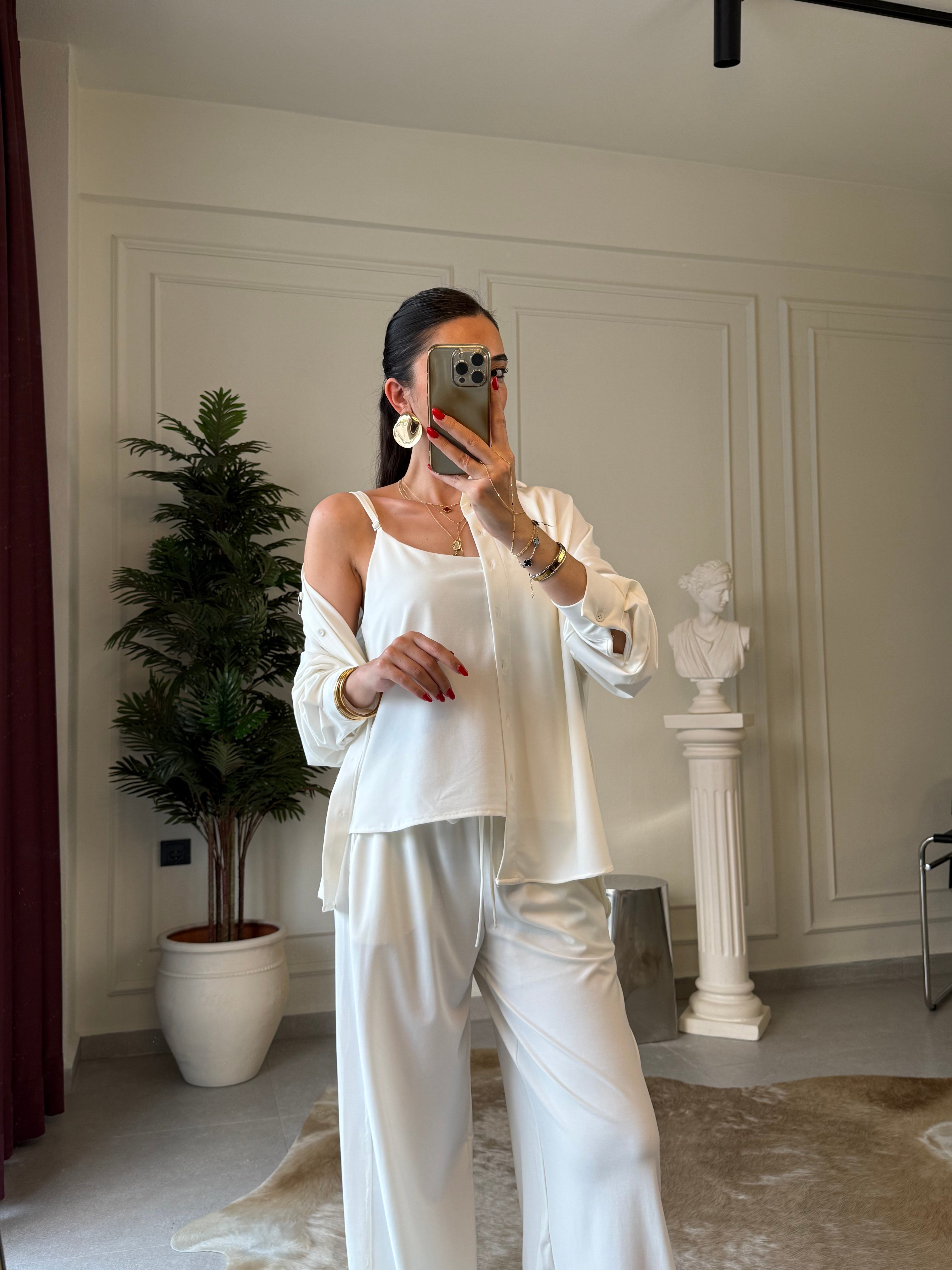 Beyaz Örme Modal Üçlü Takım 