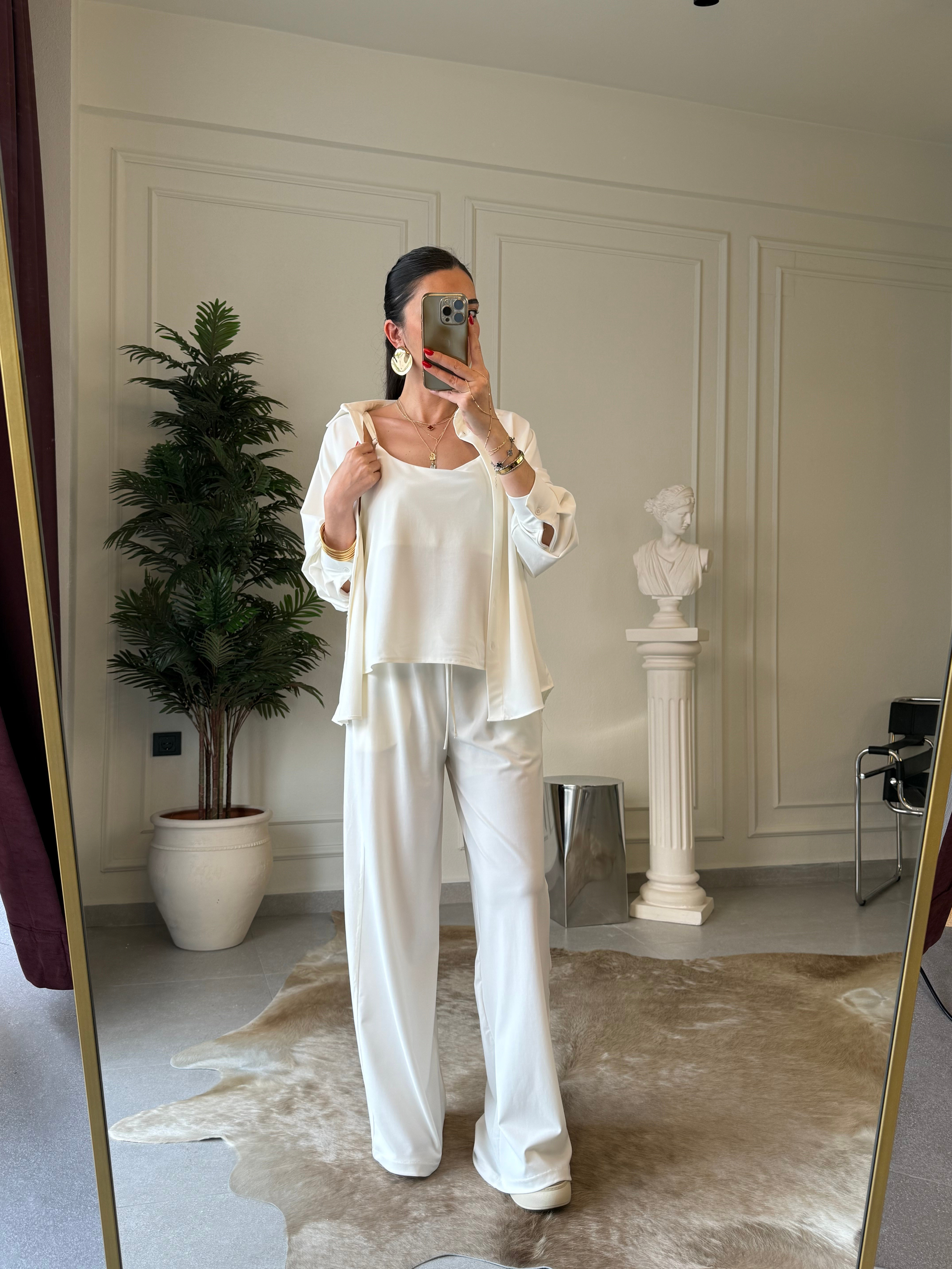 Beyaz Örme Modal Üçlü Takım 