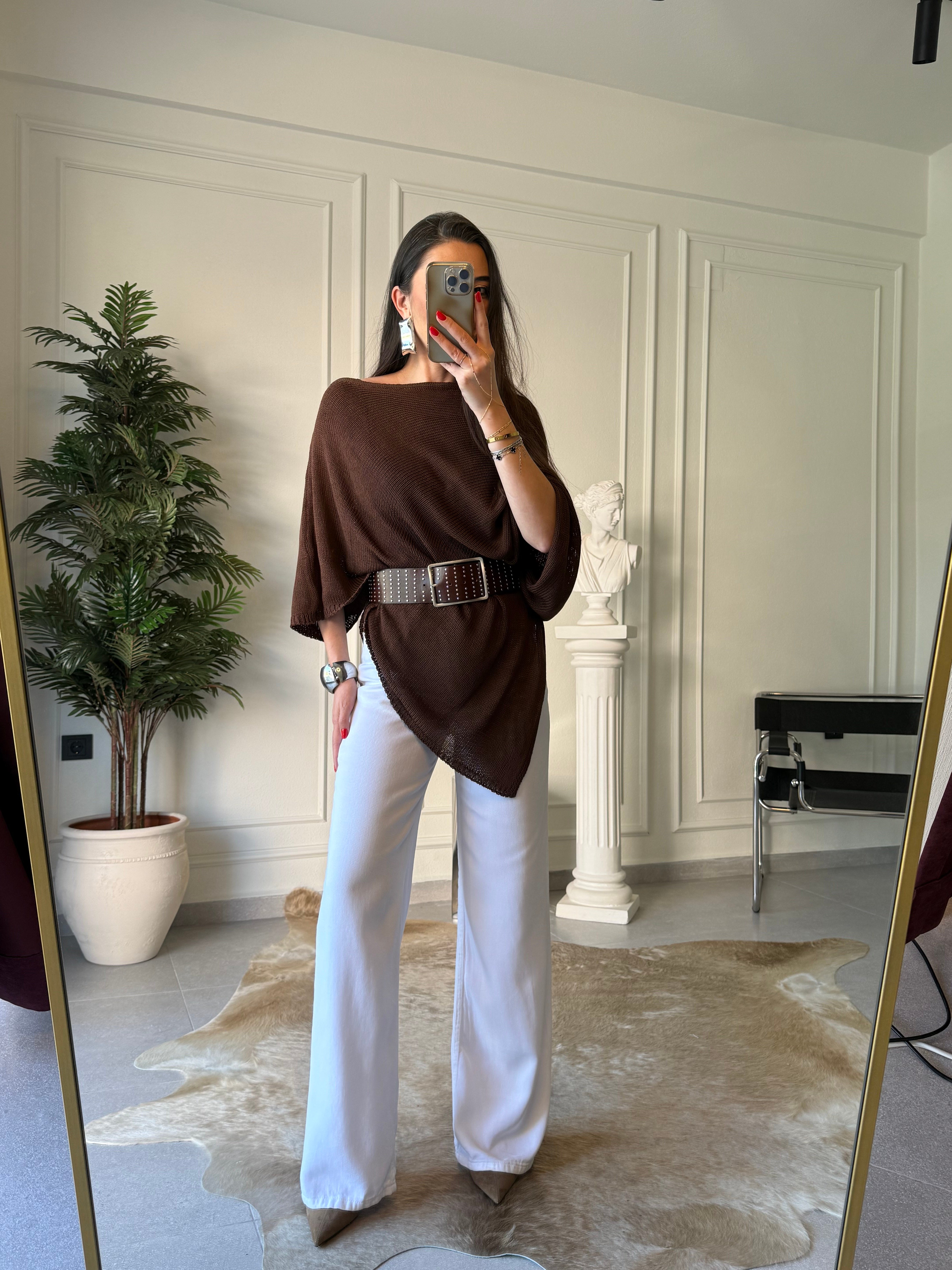 Beyaz Straight Denim Pantolon