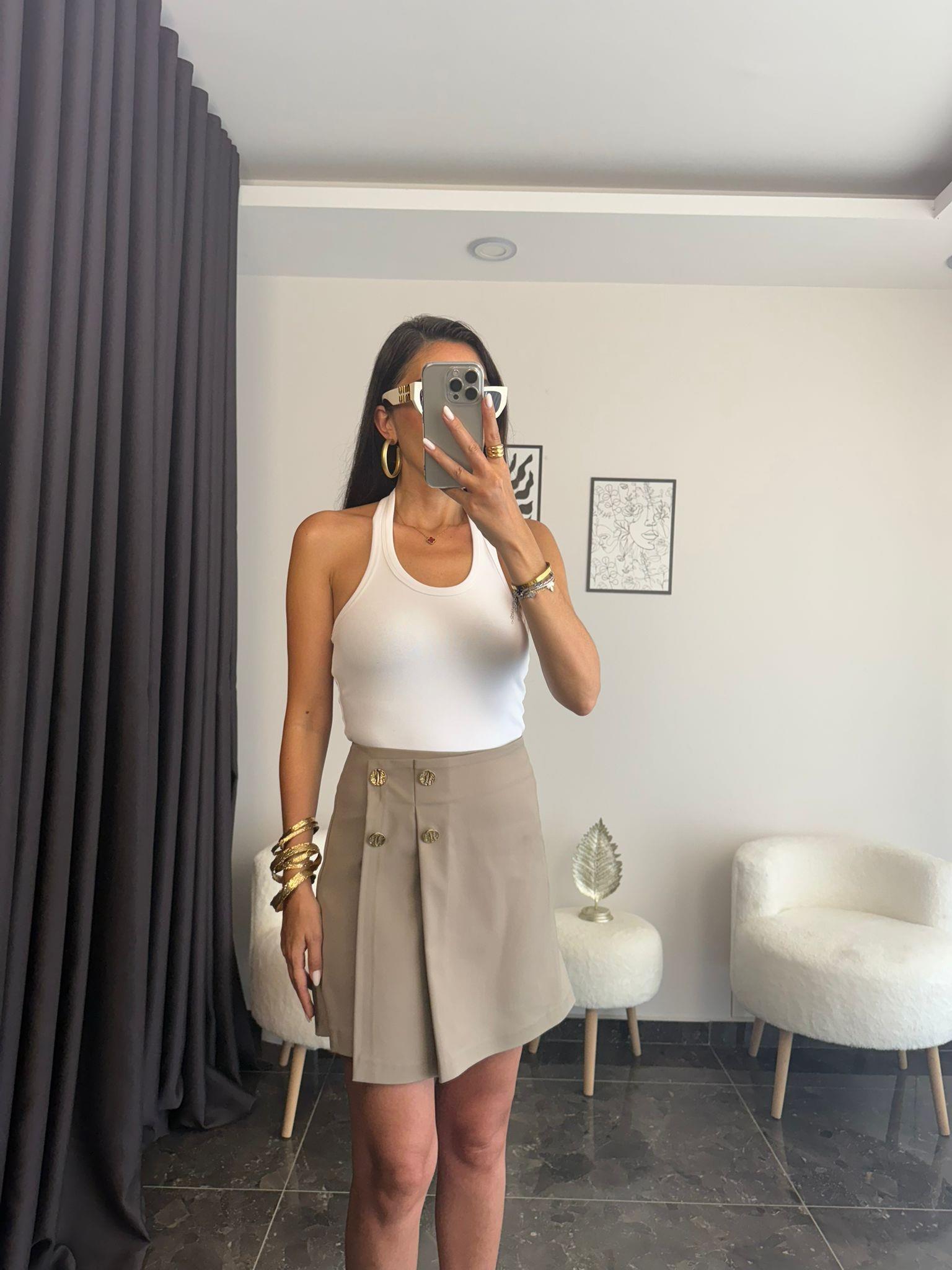 Halter Yaka Basic Bluz - Beyaz