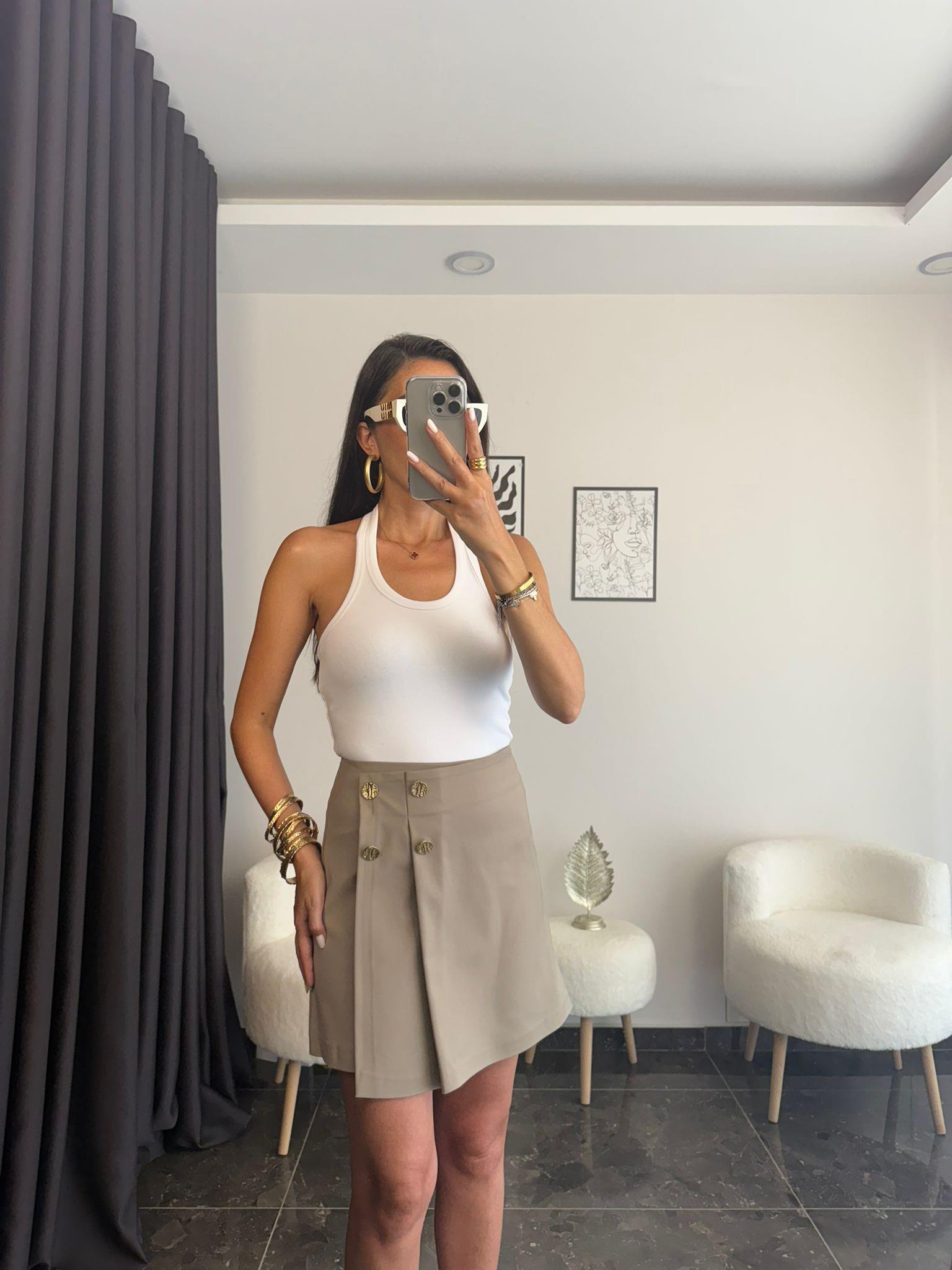 Halter Yaka Basic Bluz - Beyaz