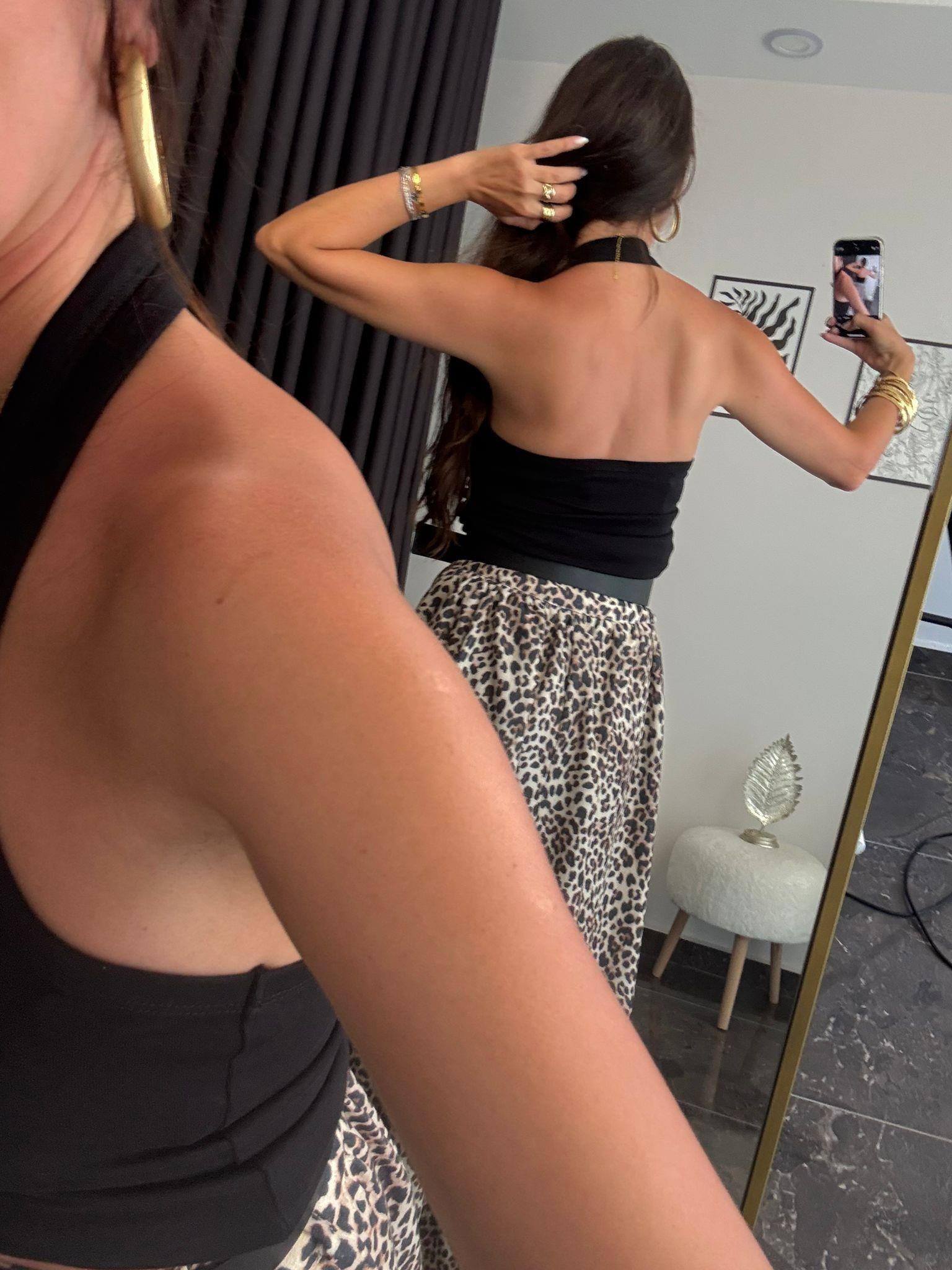 Halter Yaka Basic Bluz - Siyah