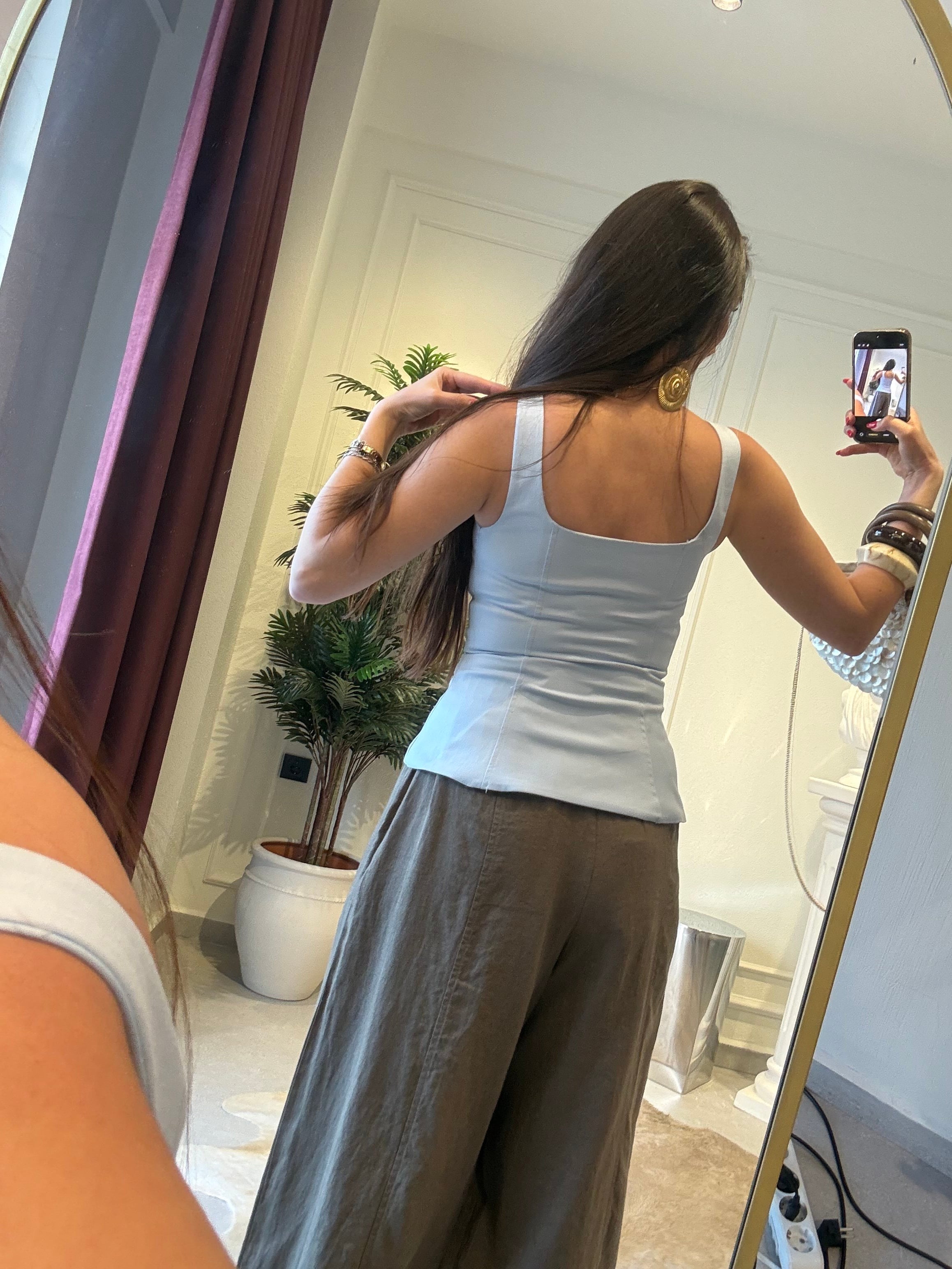 İndigo Mavisi Fermuarlı Bluz 