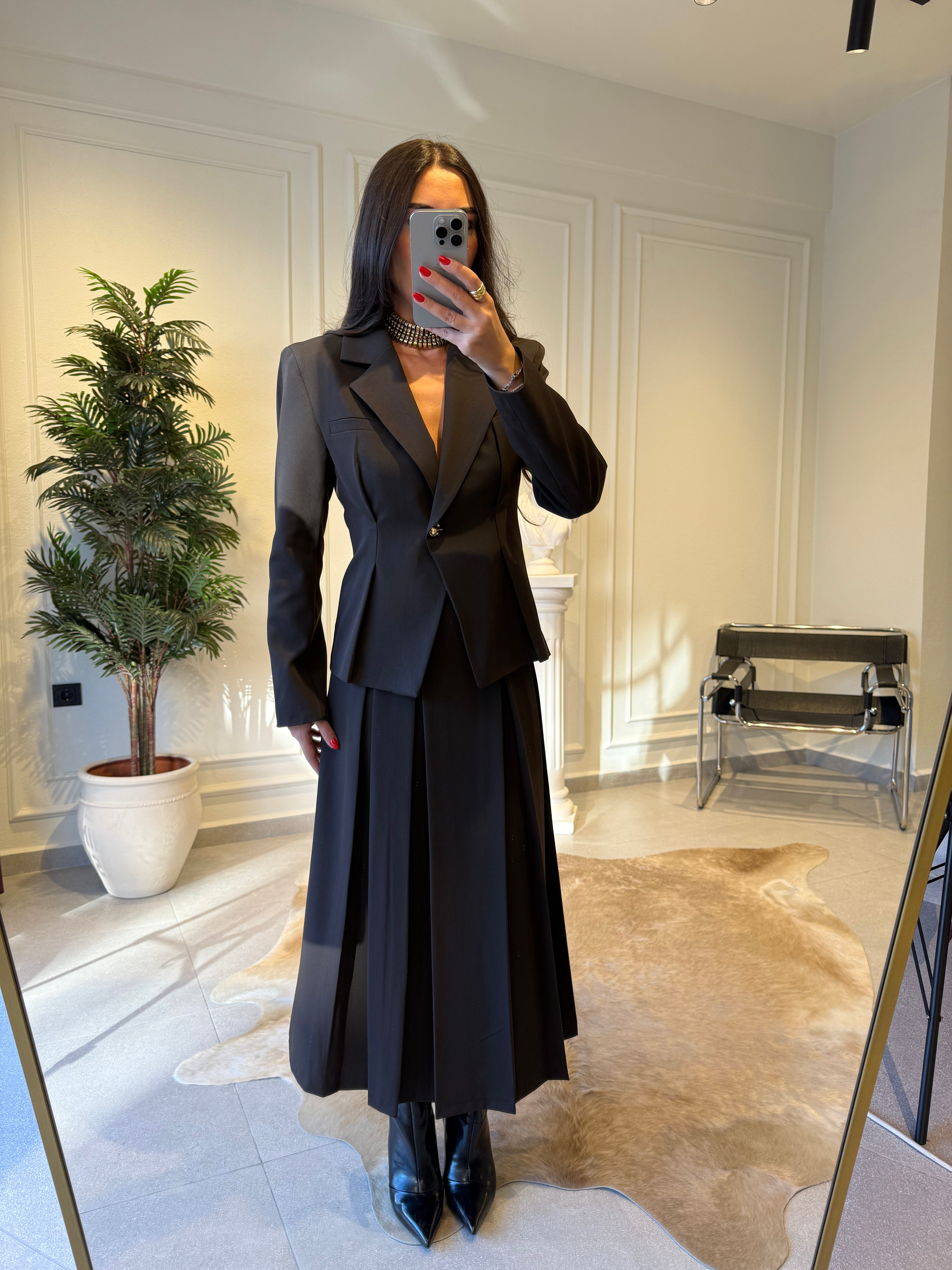 Kahve Belden Oturtmalı Fit Ceket
