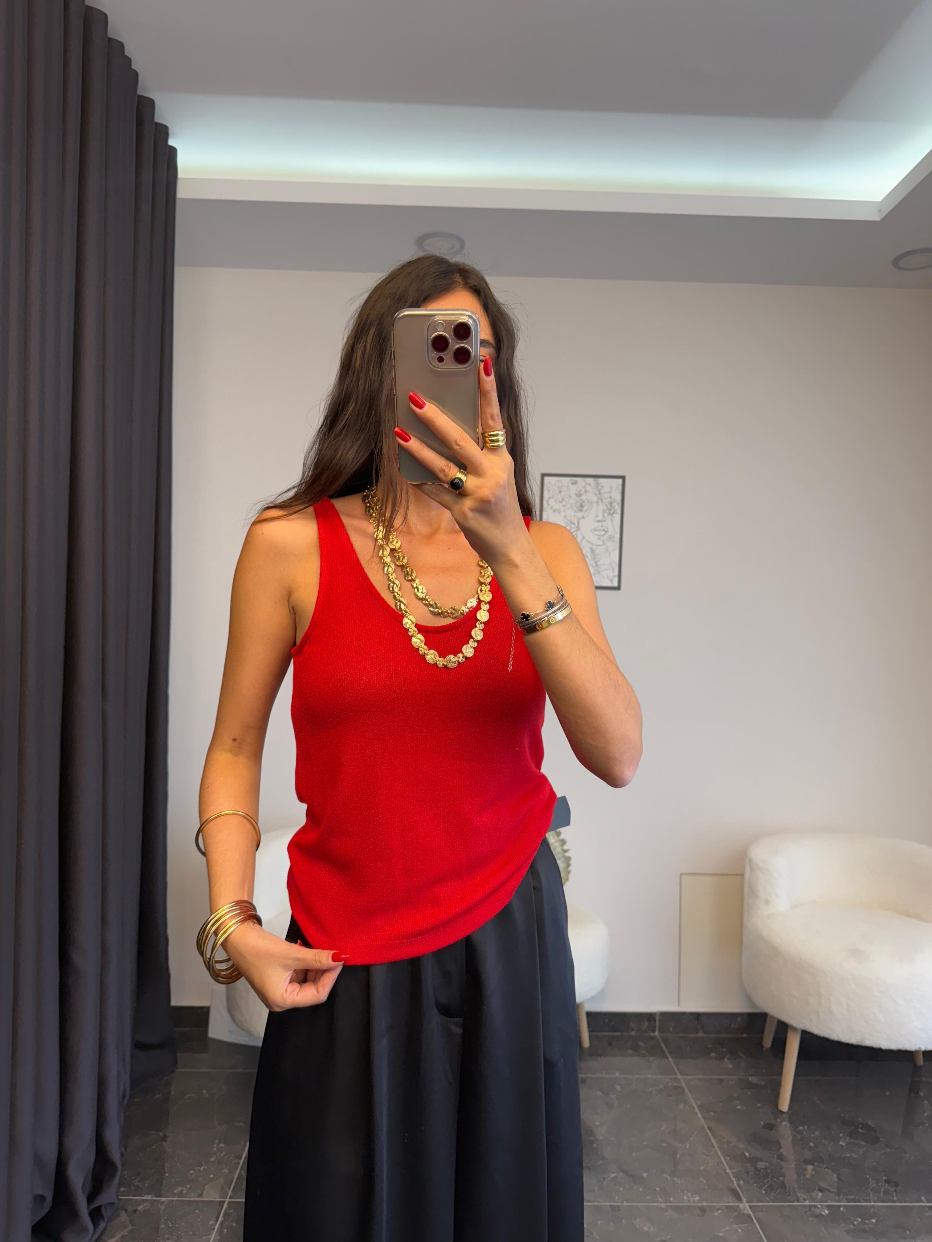 Kırmızı Basic Triko Atlet