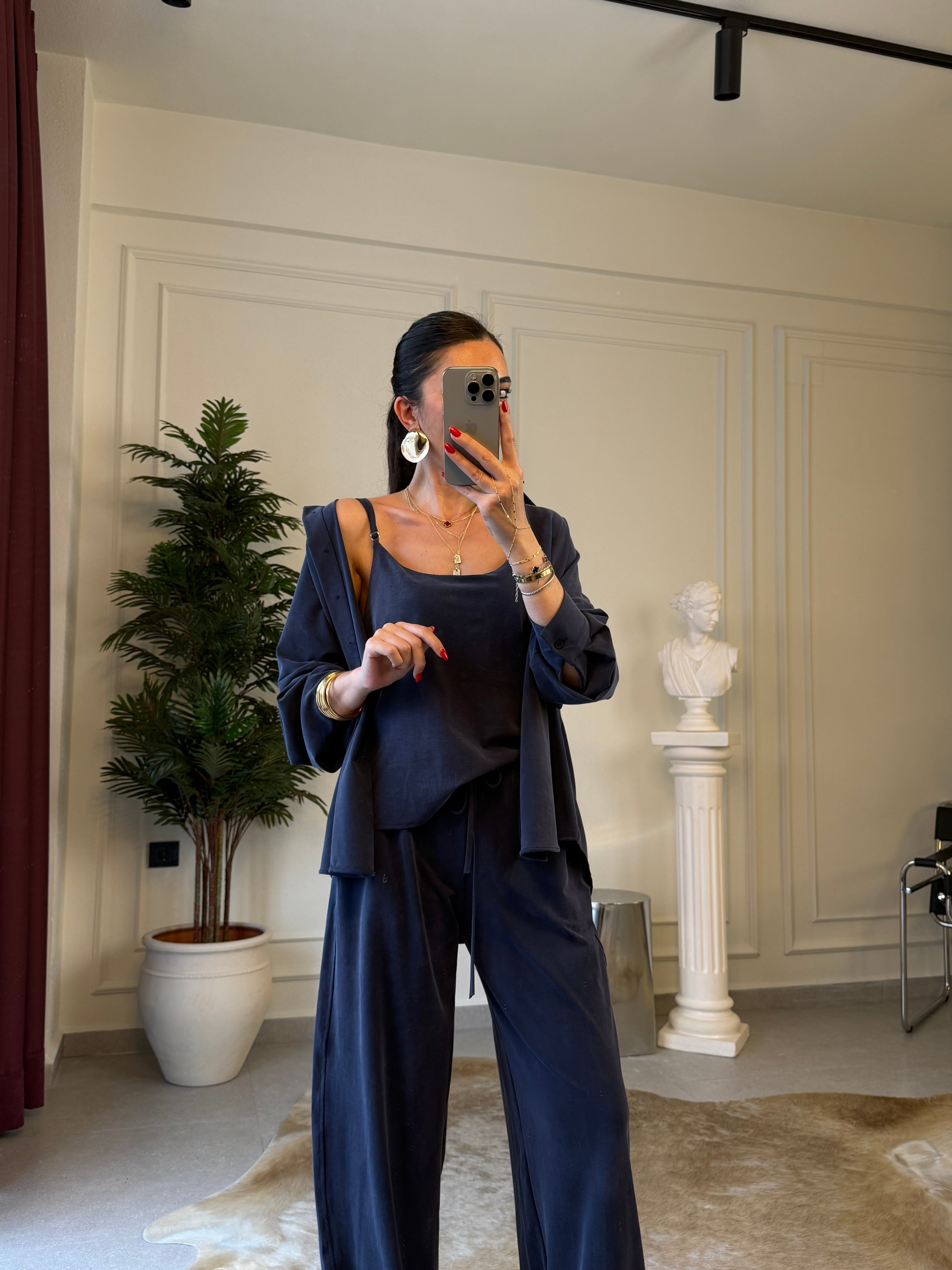 Lacivert Örme Modal Üçlü Takım 