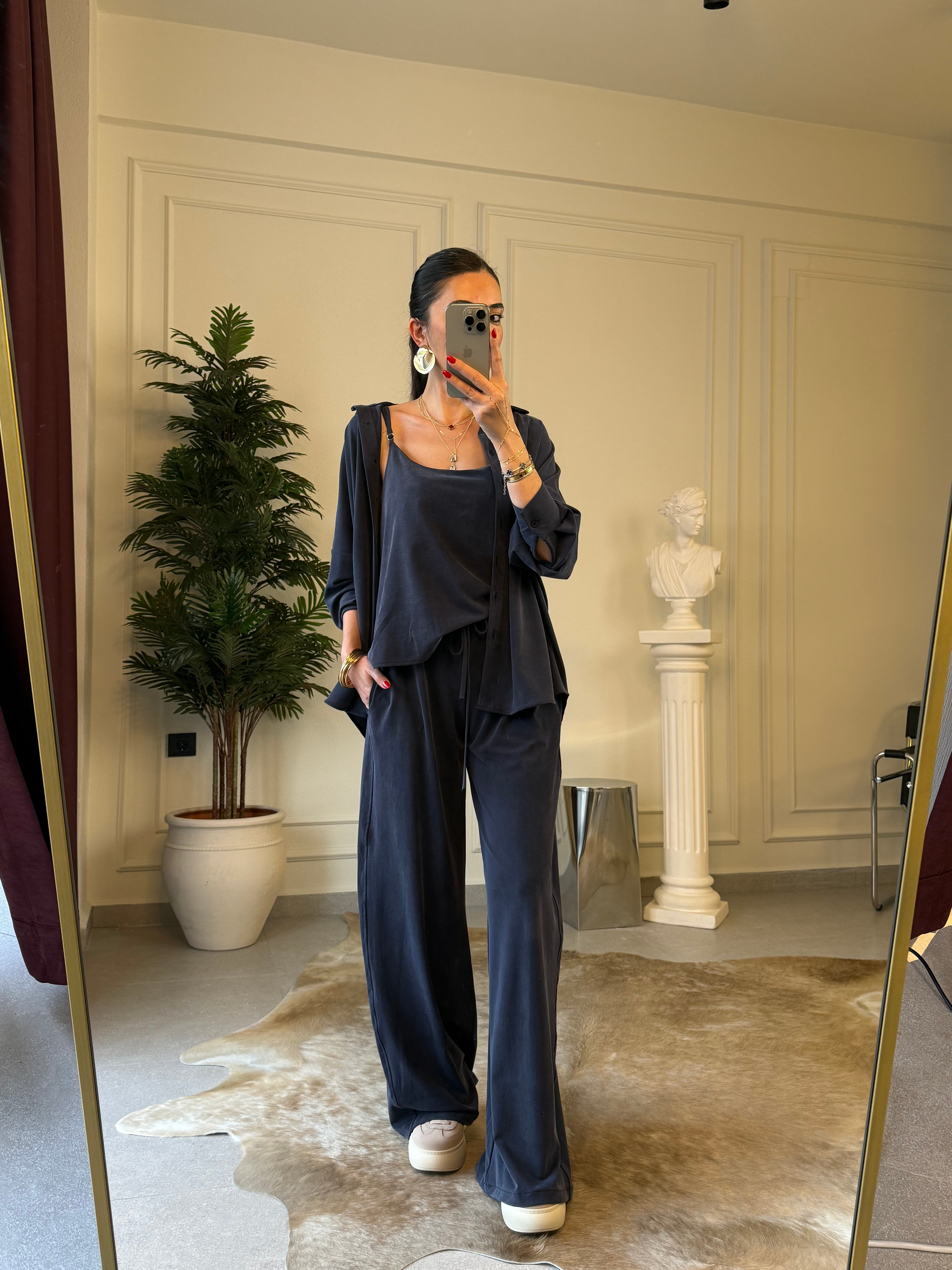 Lacivert Örme Modal Üçlü Takım 