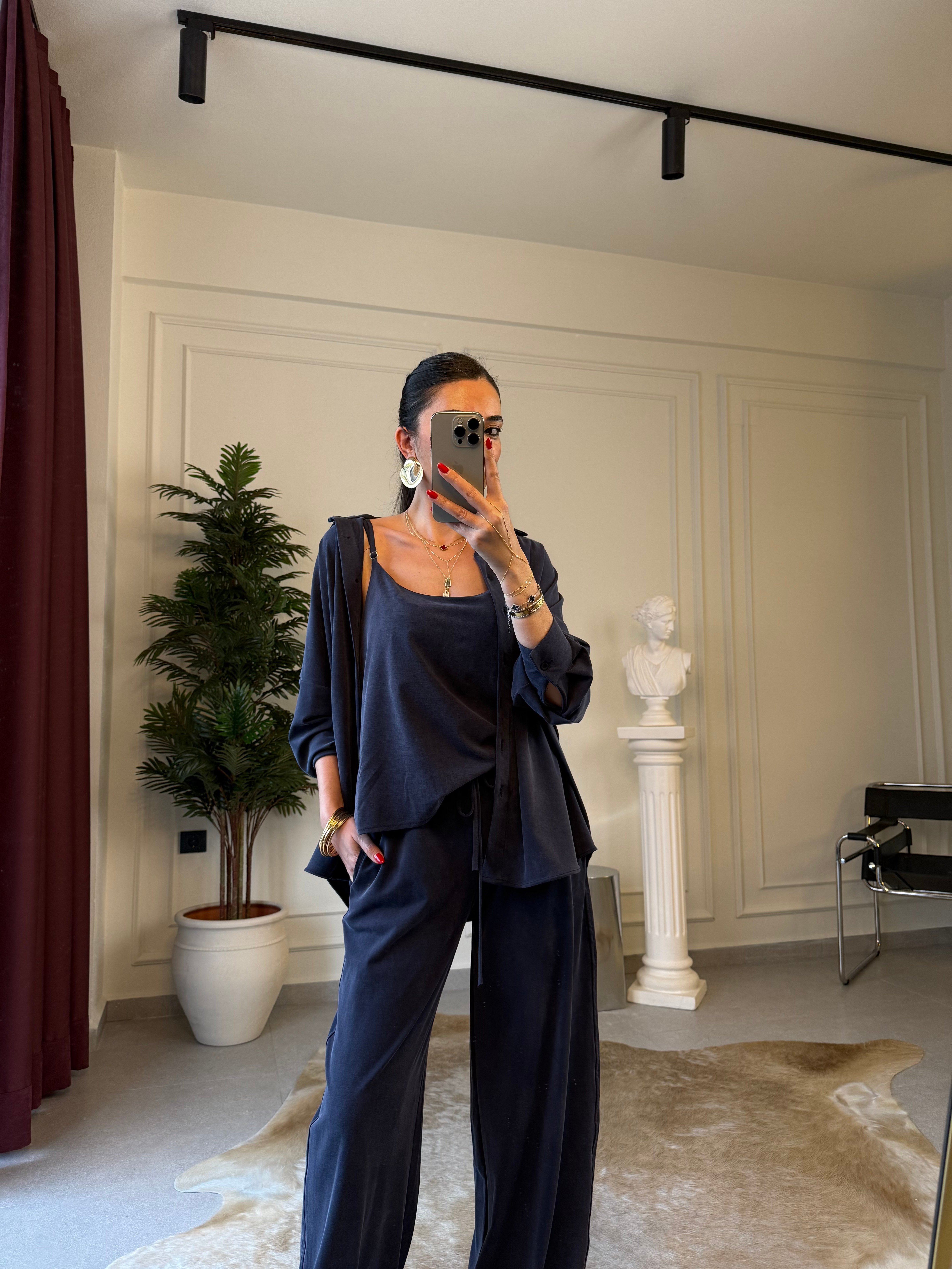 Lacivert Örme Modal Üçlü Takım 