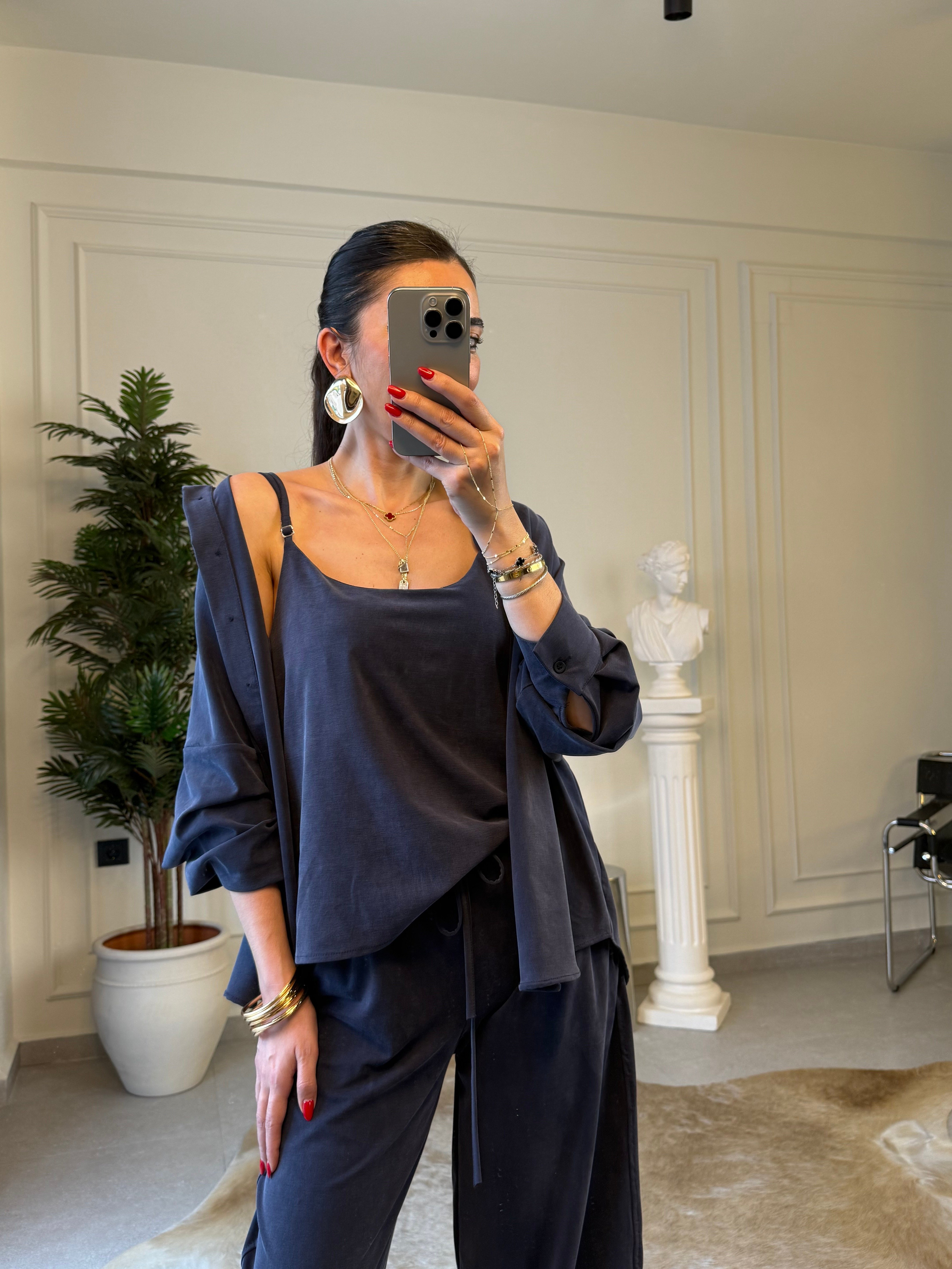 Lacivert Örme Modal Üçlü Takım 