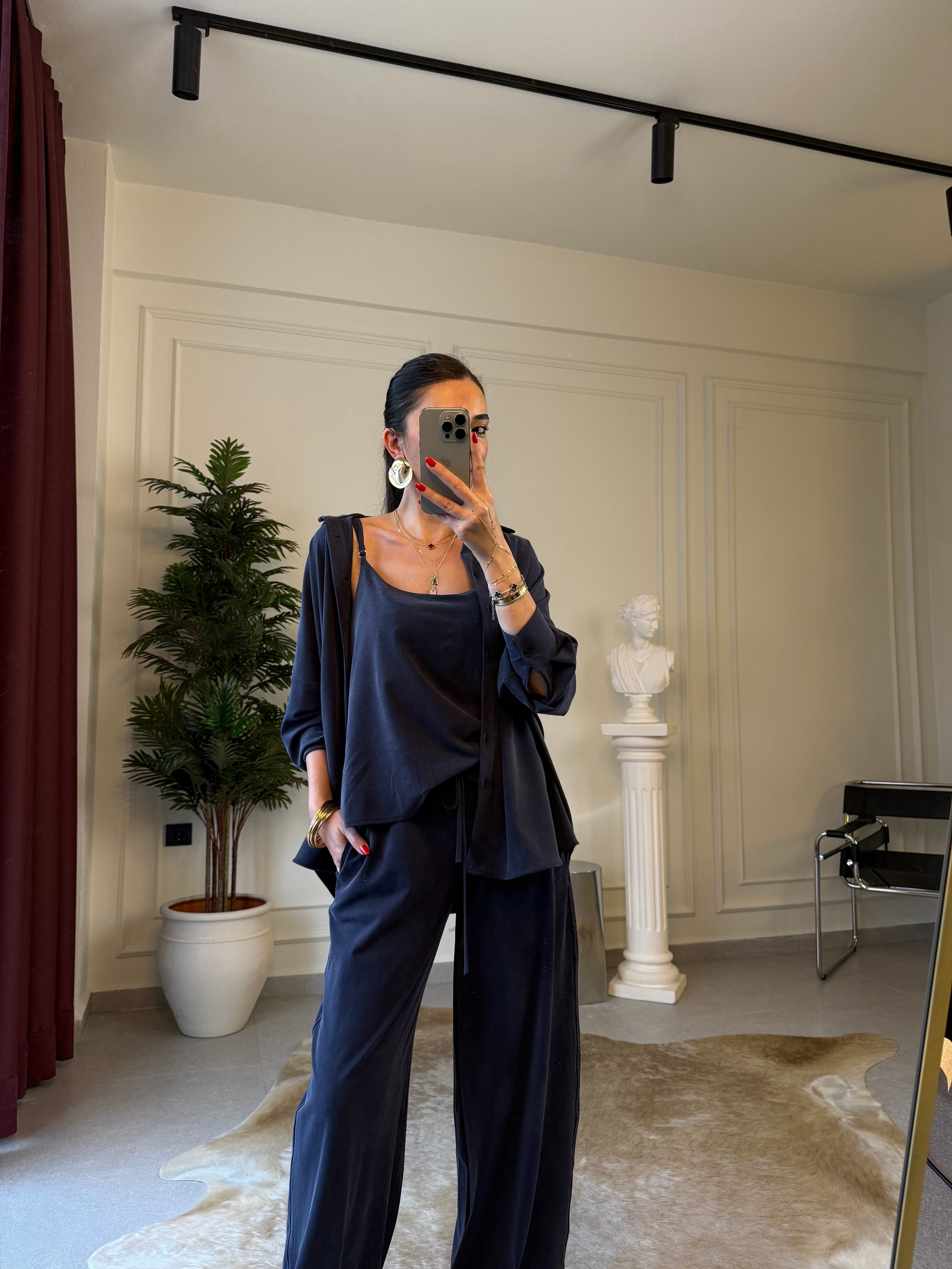 Lacivert Örme Modal Üçlü Takım 