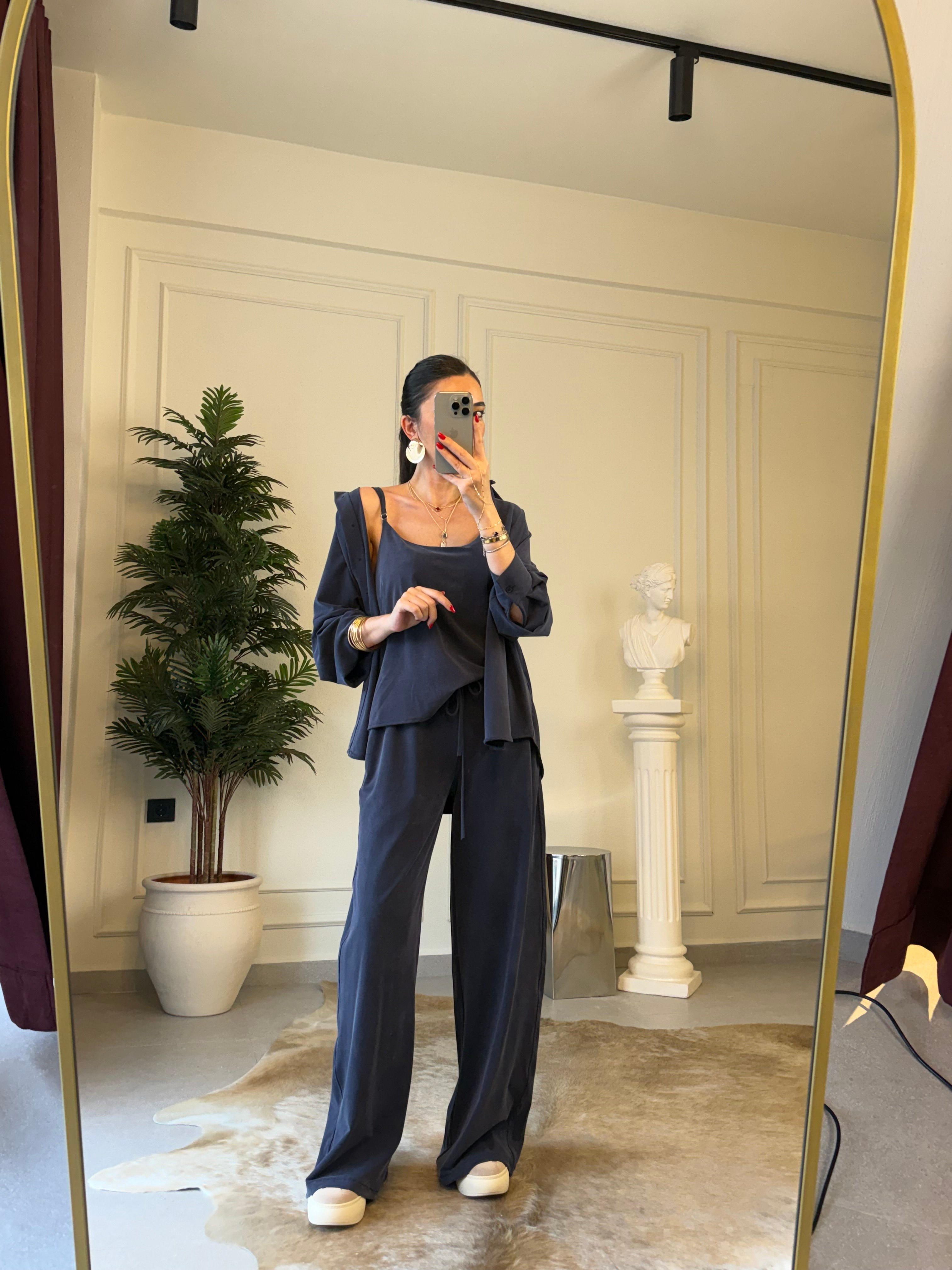 Lacivert Örme Modal Üçlü Takım 