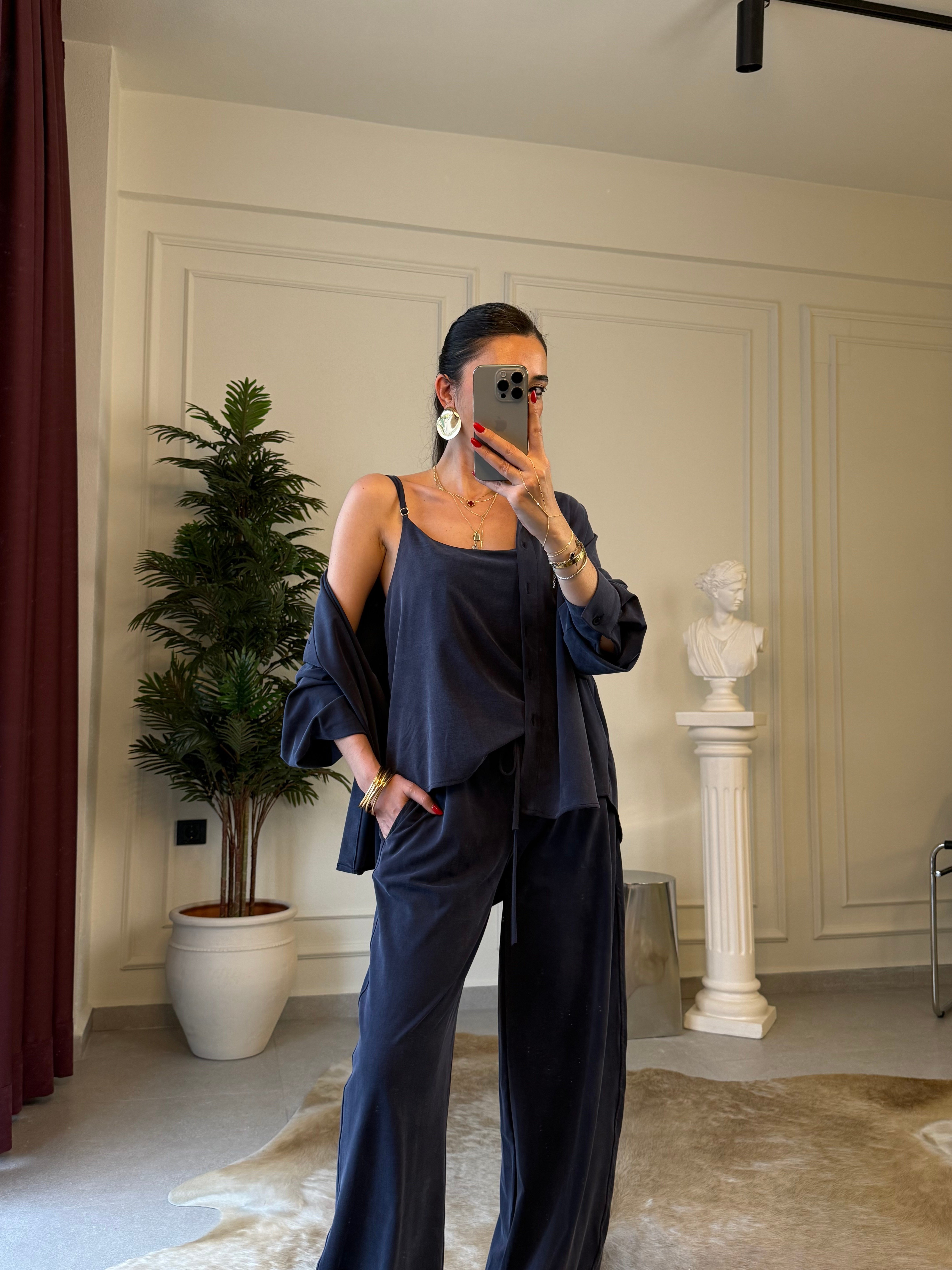 Lacivert Örme Modal Üçlü Takım 