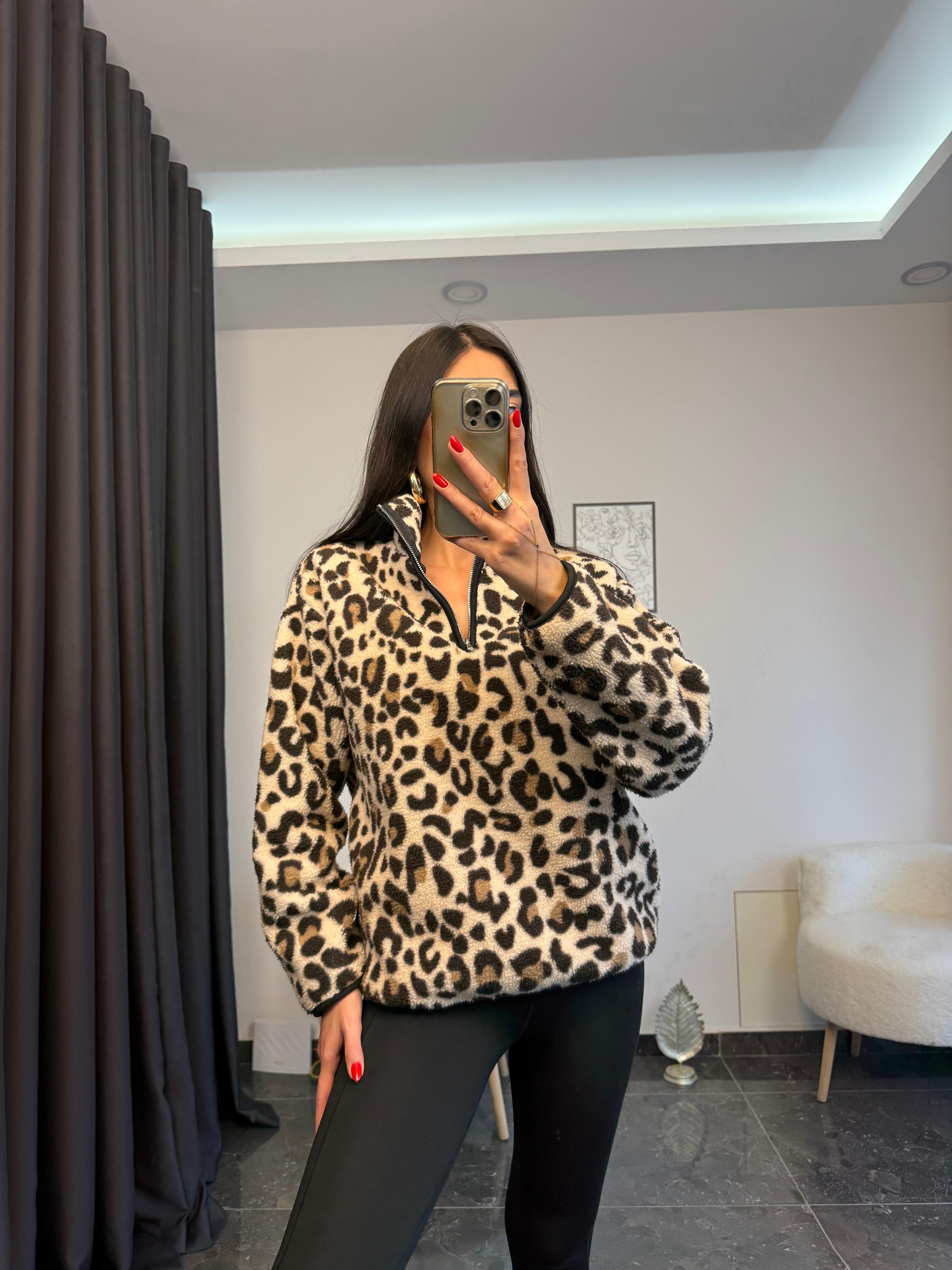 LEOPAR DESENLİ POLAR BLUZ